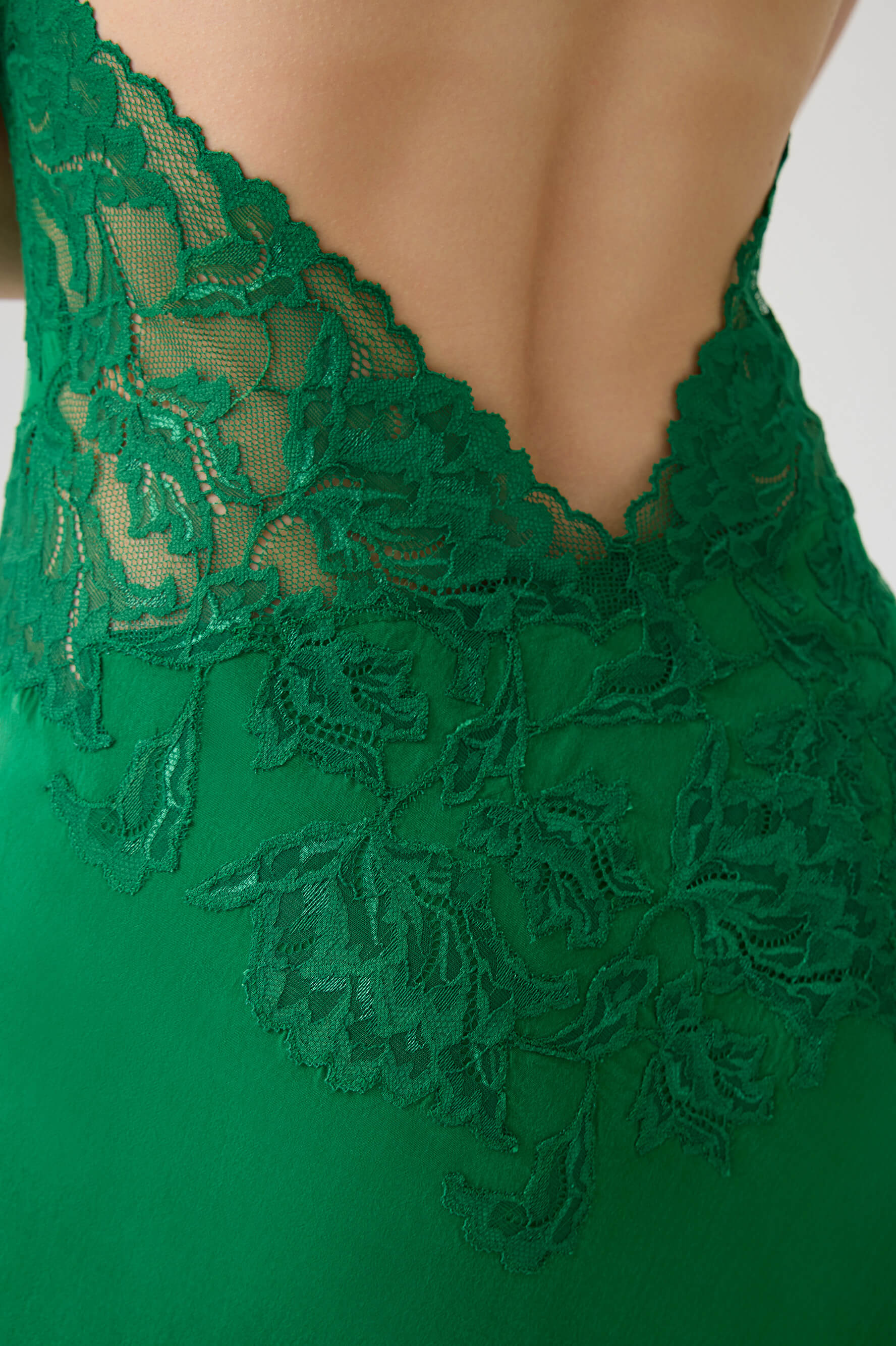 Helena - CUPRO Long Trimmed Inner Nightie - Emerald Green