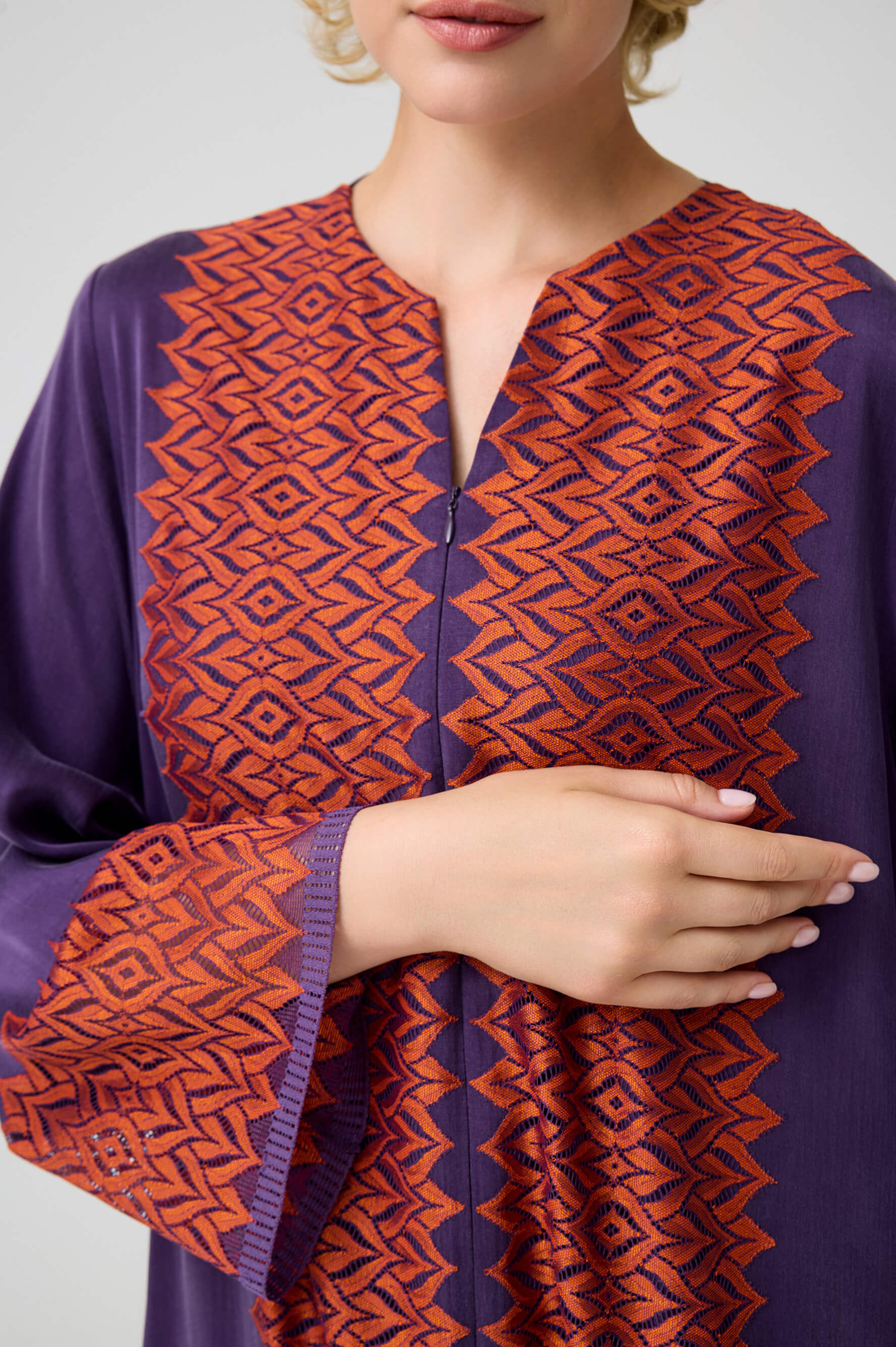 Cassia - CUPRO Long Trimmed Zippered Dress - Multicoloured