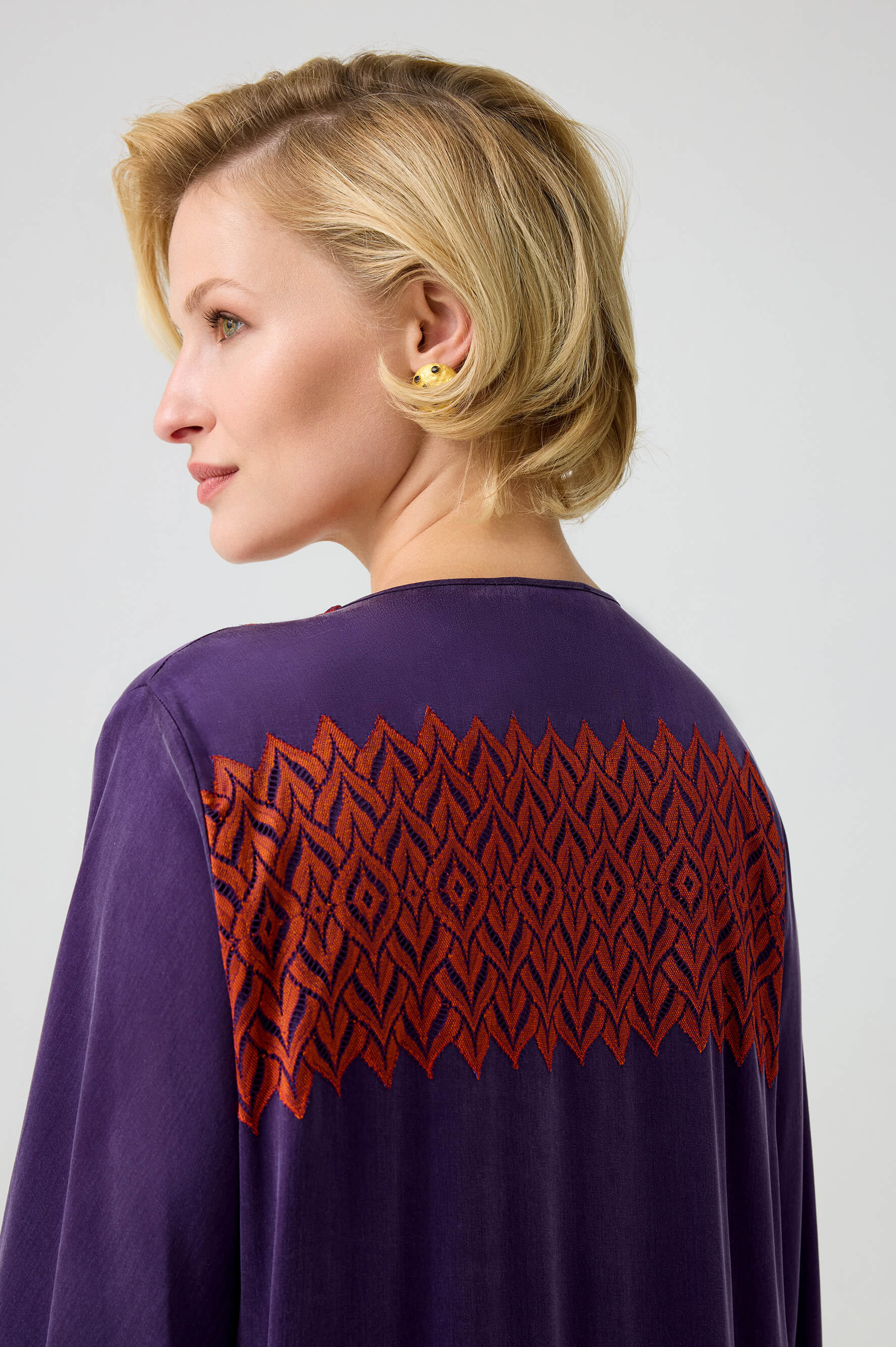 Cassia - CUPRO Long Trimmed Zippered Dress - Multicoloured