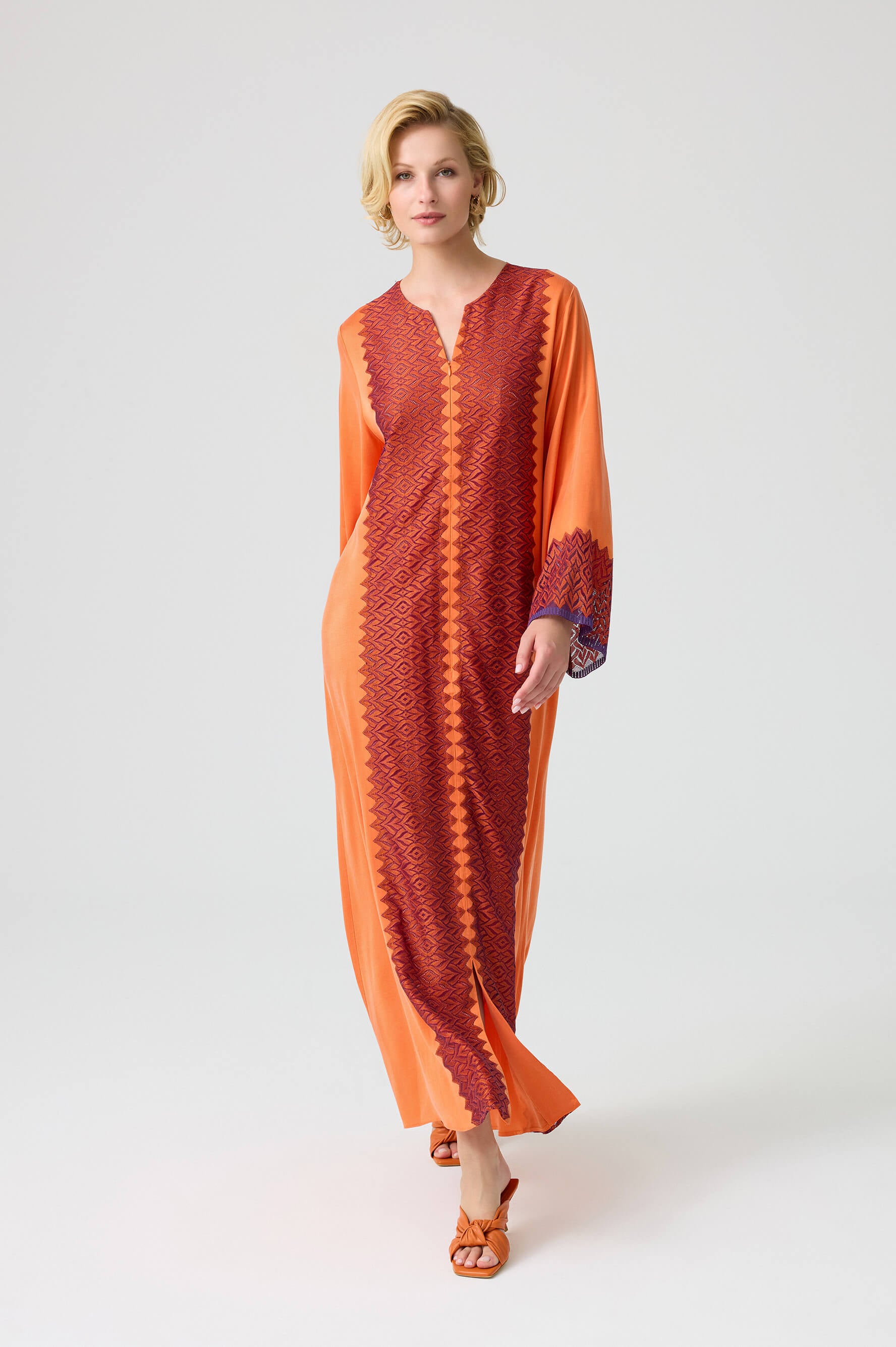 Clementine - CUPRO Long Trimmed Zippered Dress - Multicoloured