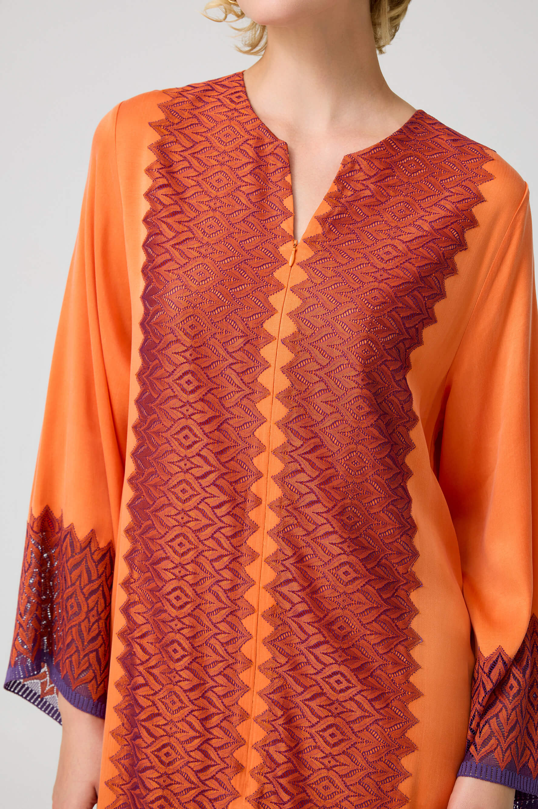 Clementine - CUPRO Long Trimmed Zippered Dress - Multicoloured