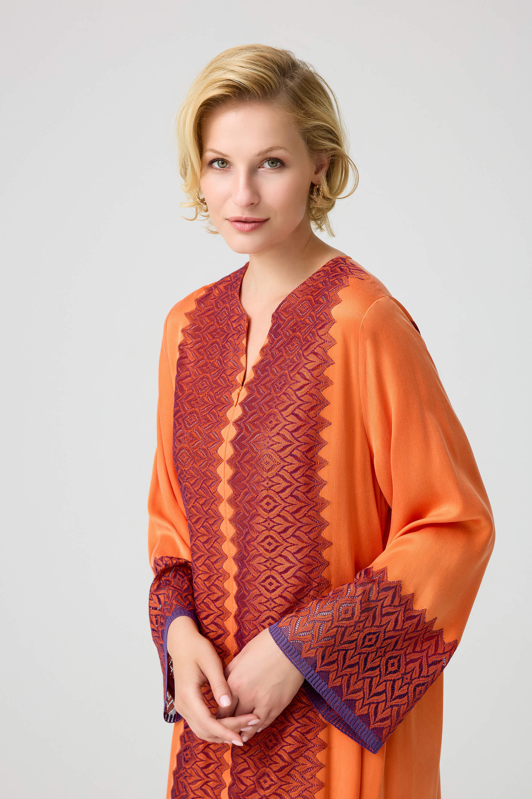 Clementine - CUPRO Long Trimmed Zippered Dress - Multicoloured