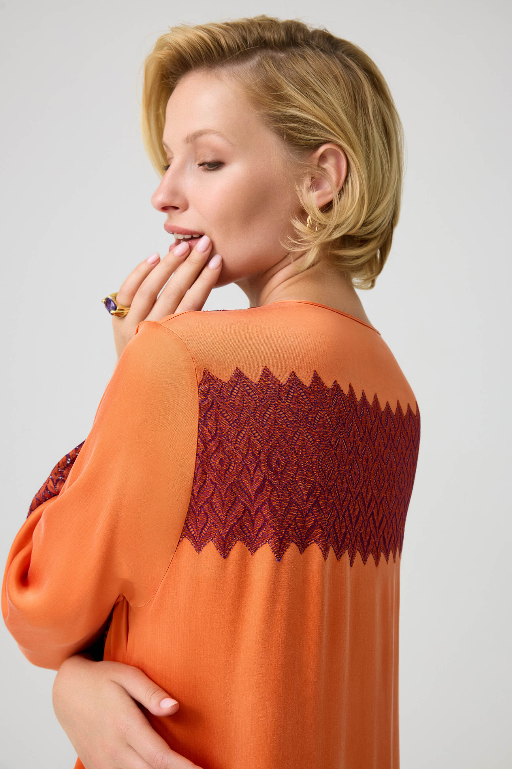 Clementine - CUPRO Long Trimmed Zippered Dress - Multicoloured