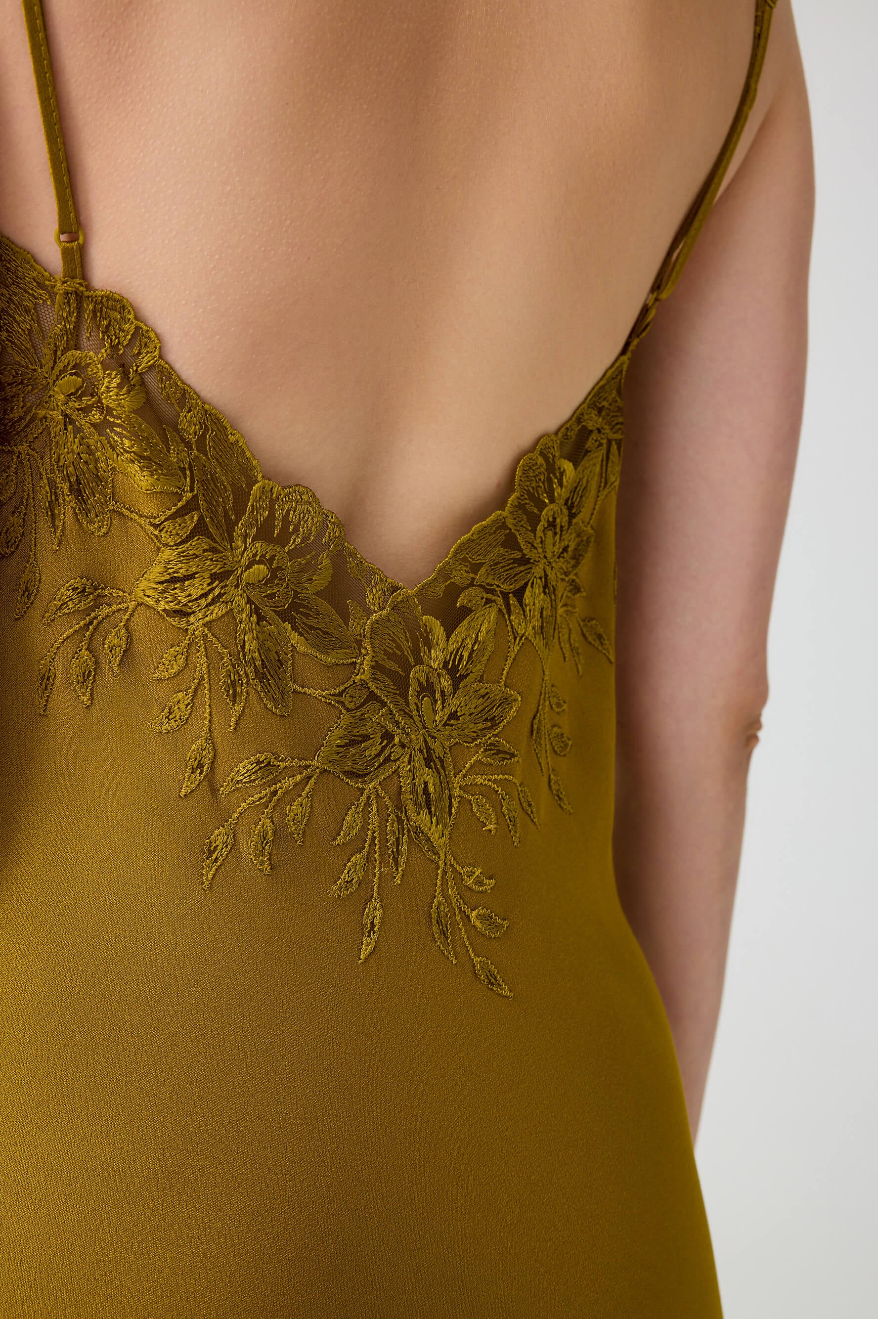 Olivia - Trimmed Long Rayon Robe Set with Matching Inner Nightie - Olive Oil Green