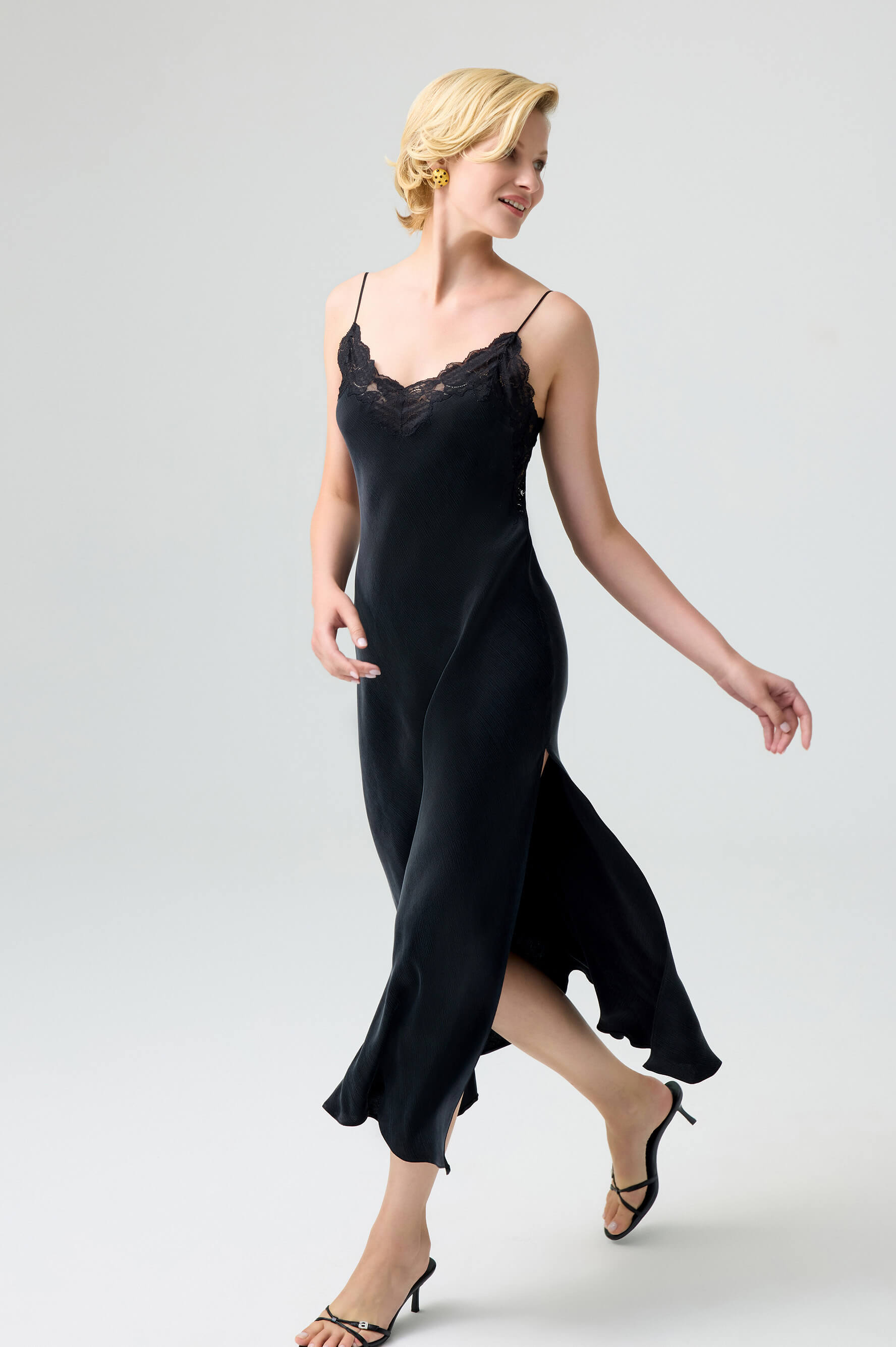 Margaret - CUPRO Long Trimmed Kimono Set with CUPRO Inner Nightie - Multicolored