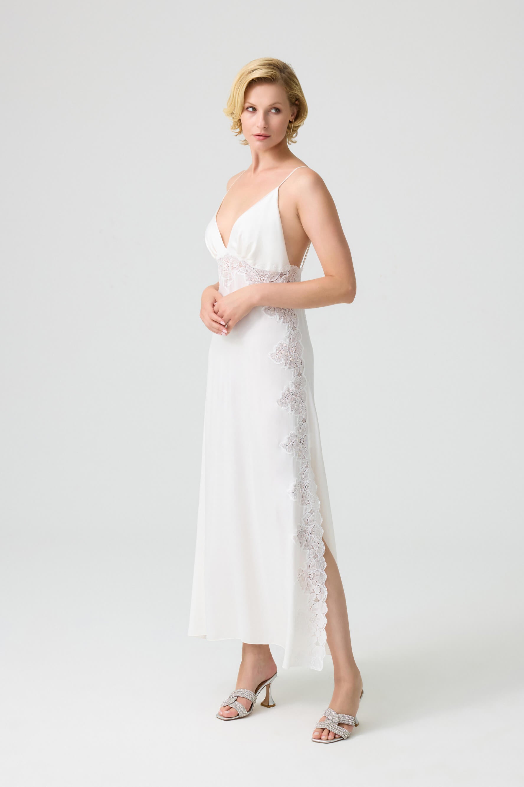 Arabella Silk Robe Set Off White