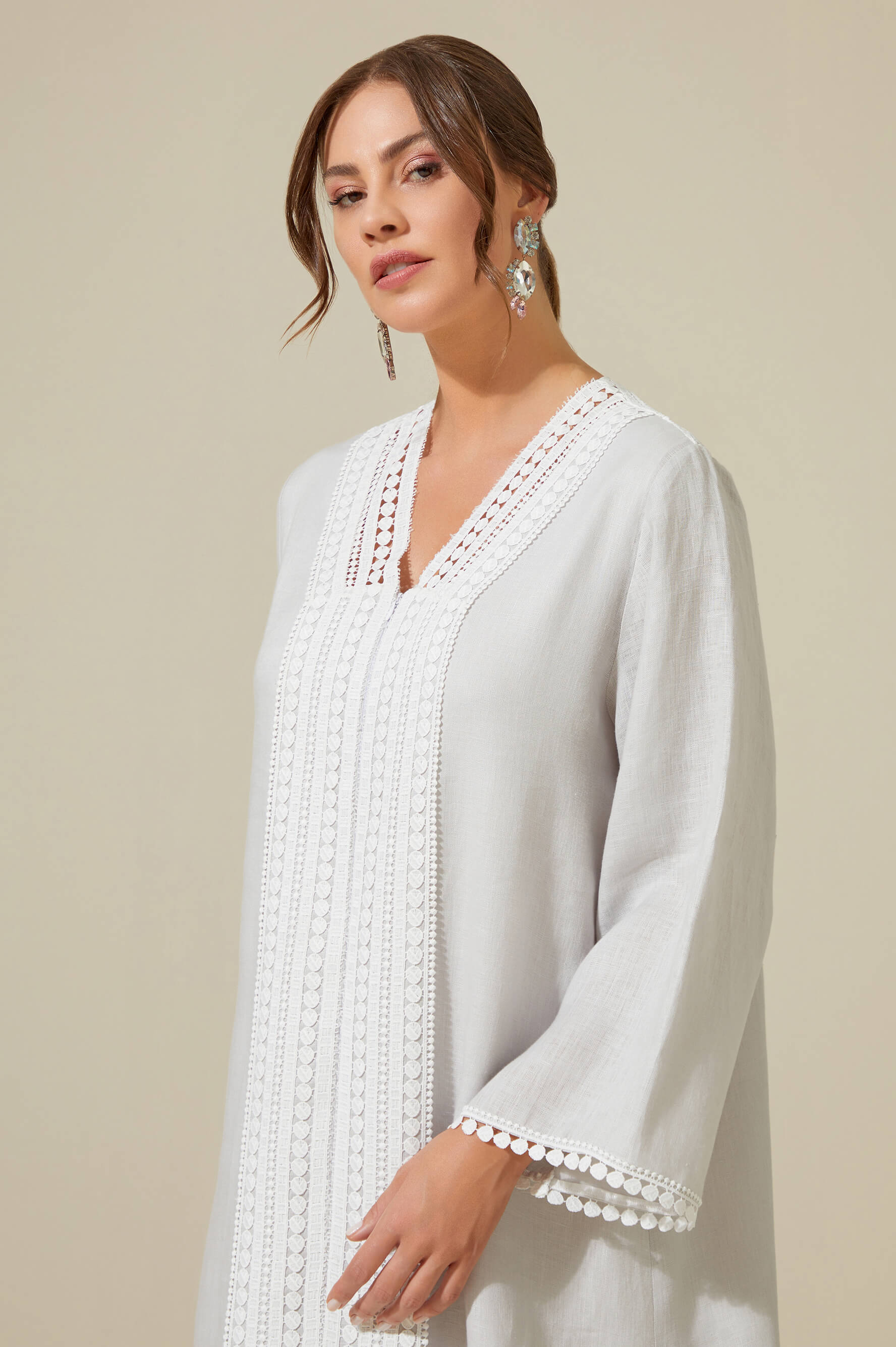 Lydia - Linen Long Zippered Dress - Light Grey