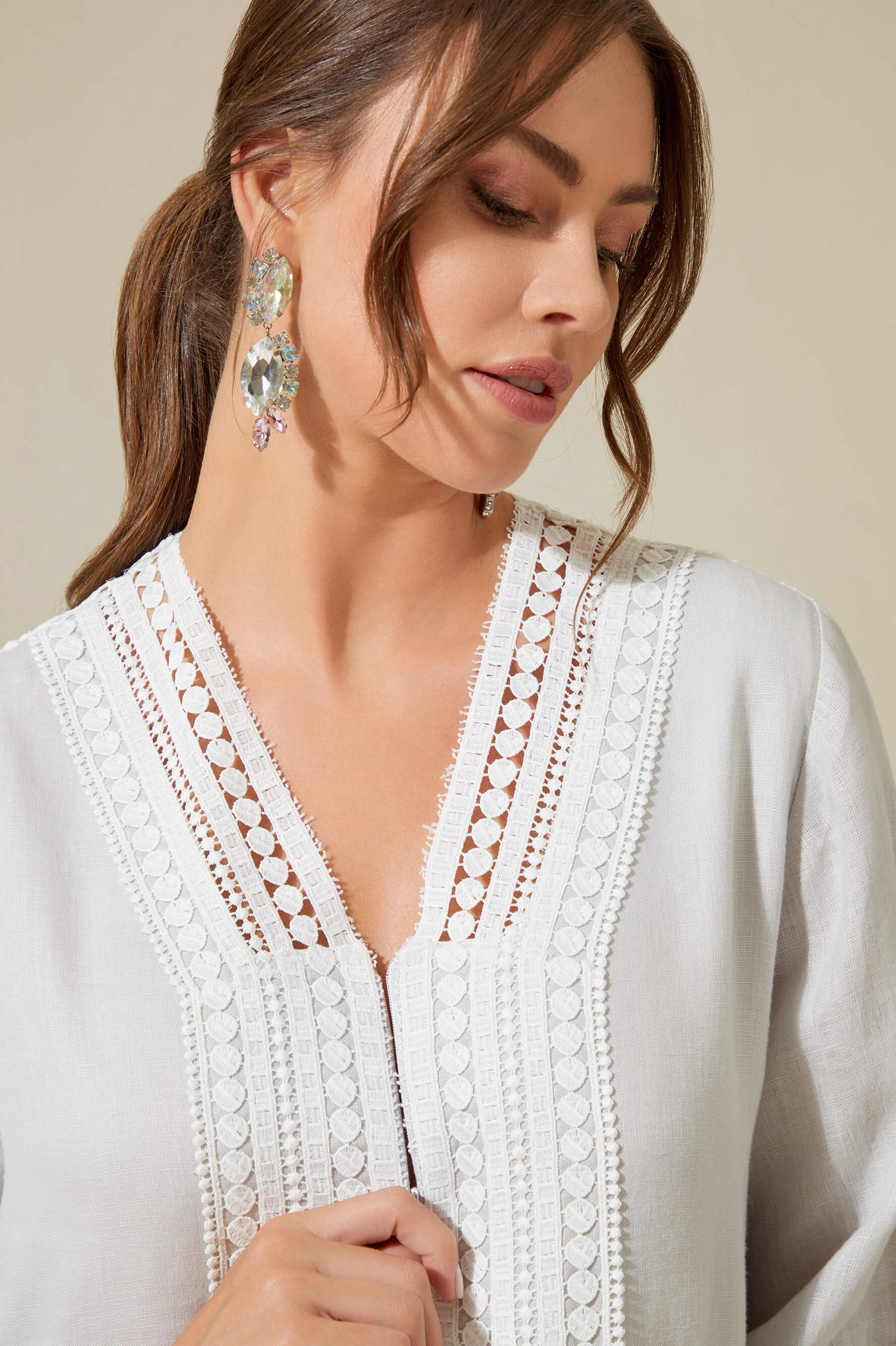 Lydia - Linen Long Zippered Dress - Light Grey