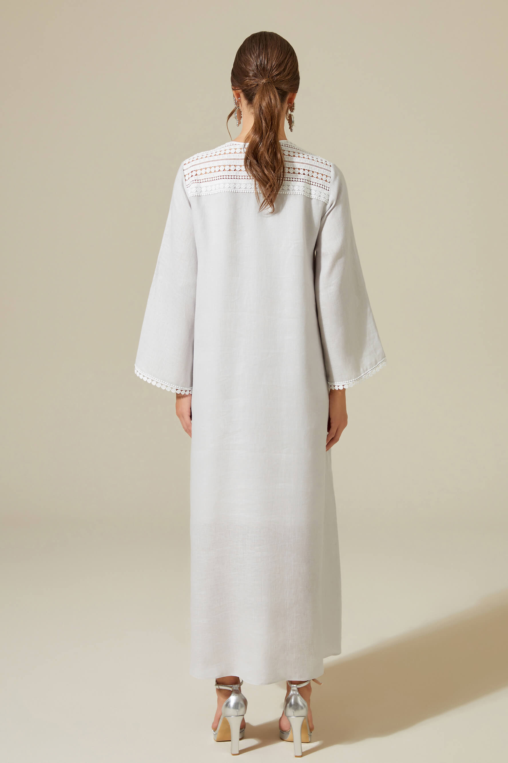 Lydia - Linen Long Zippered Dress - Light Grey