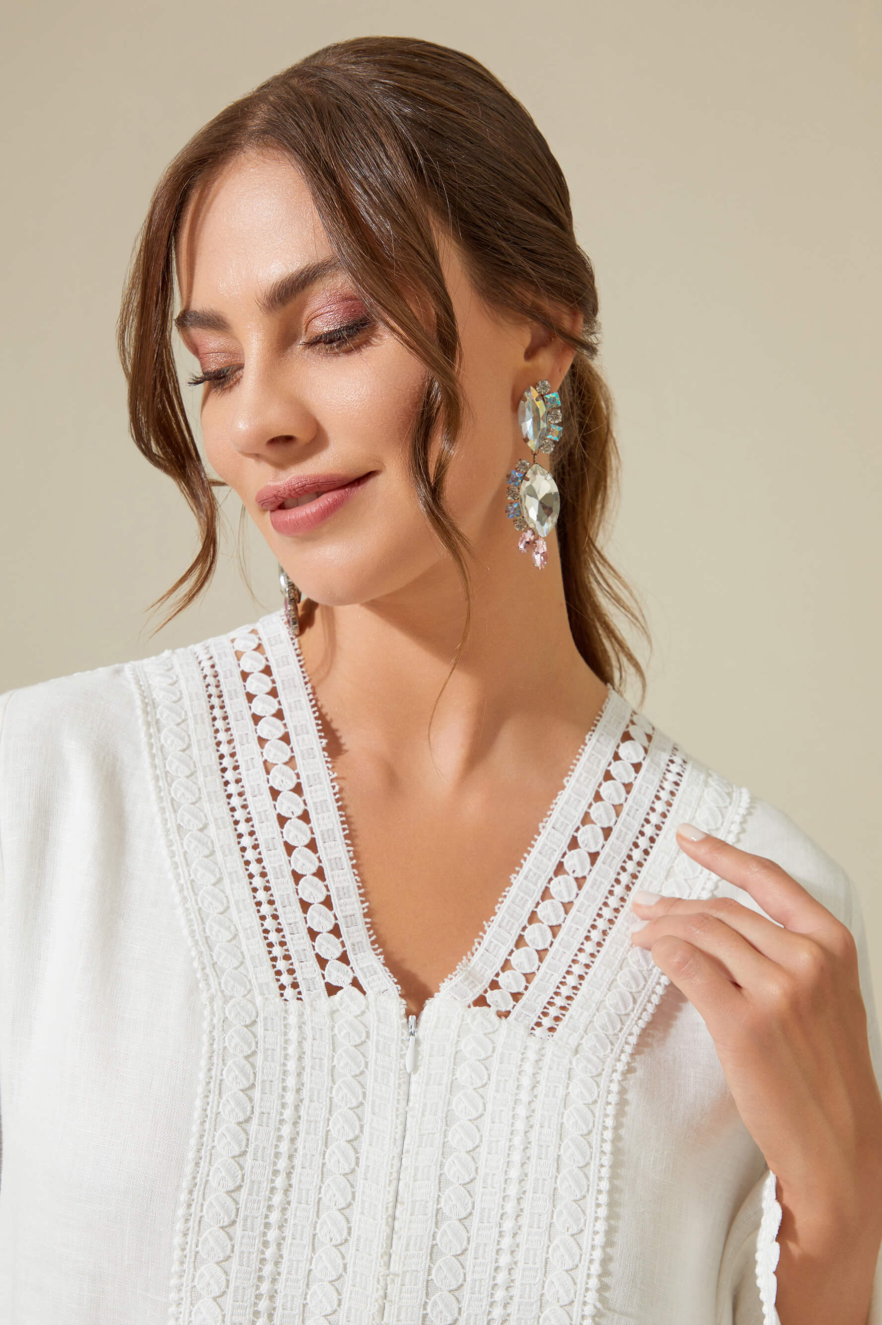 Lydia - Linen Long Zippered Dress - Off White