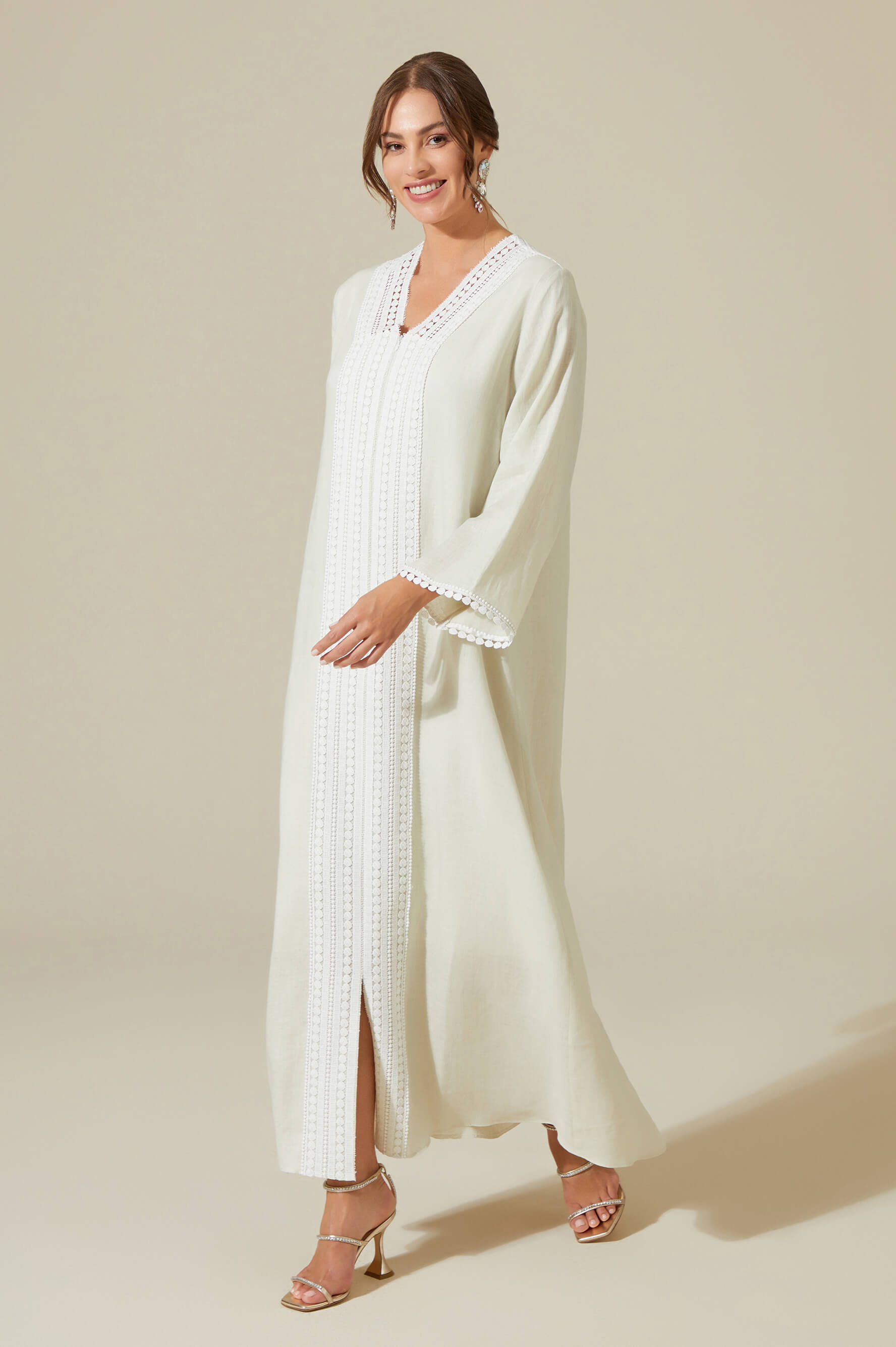 Lydia - Linen Long Zippered Dress - Nile Green