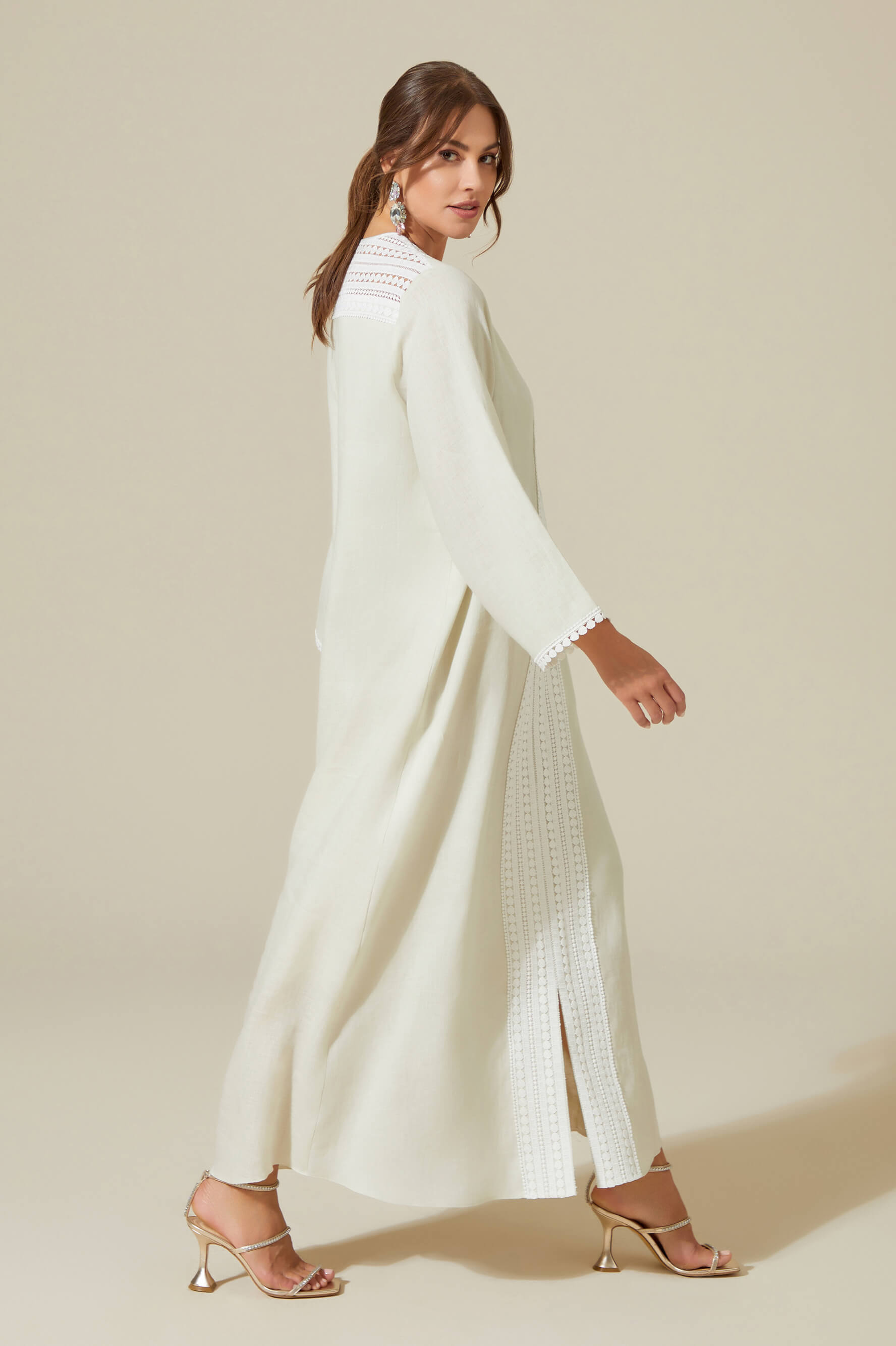 Lydia - Linen Long Zippered Dress - Nile Green