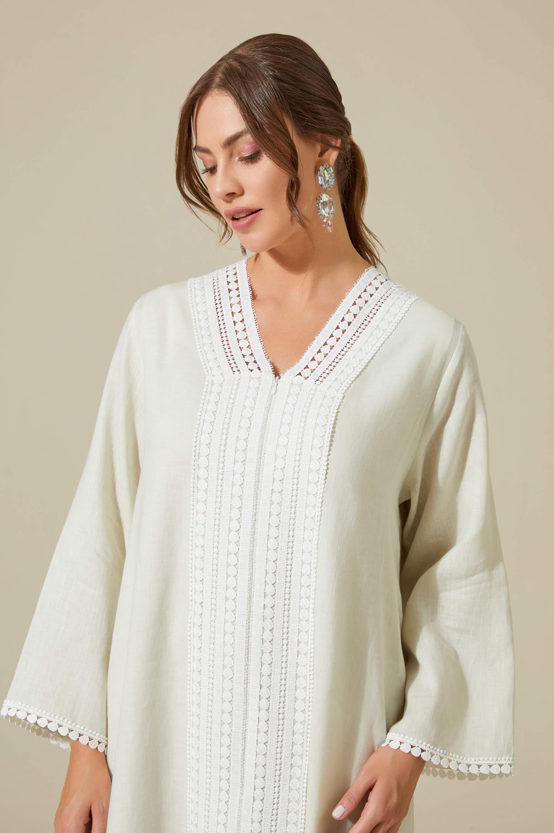 Lydia - Linen Long Zippered Dress - Nile Green