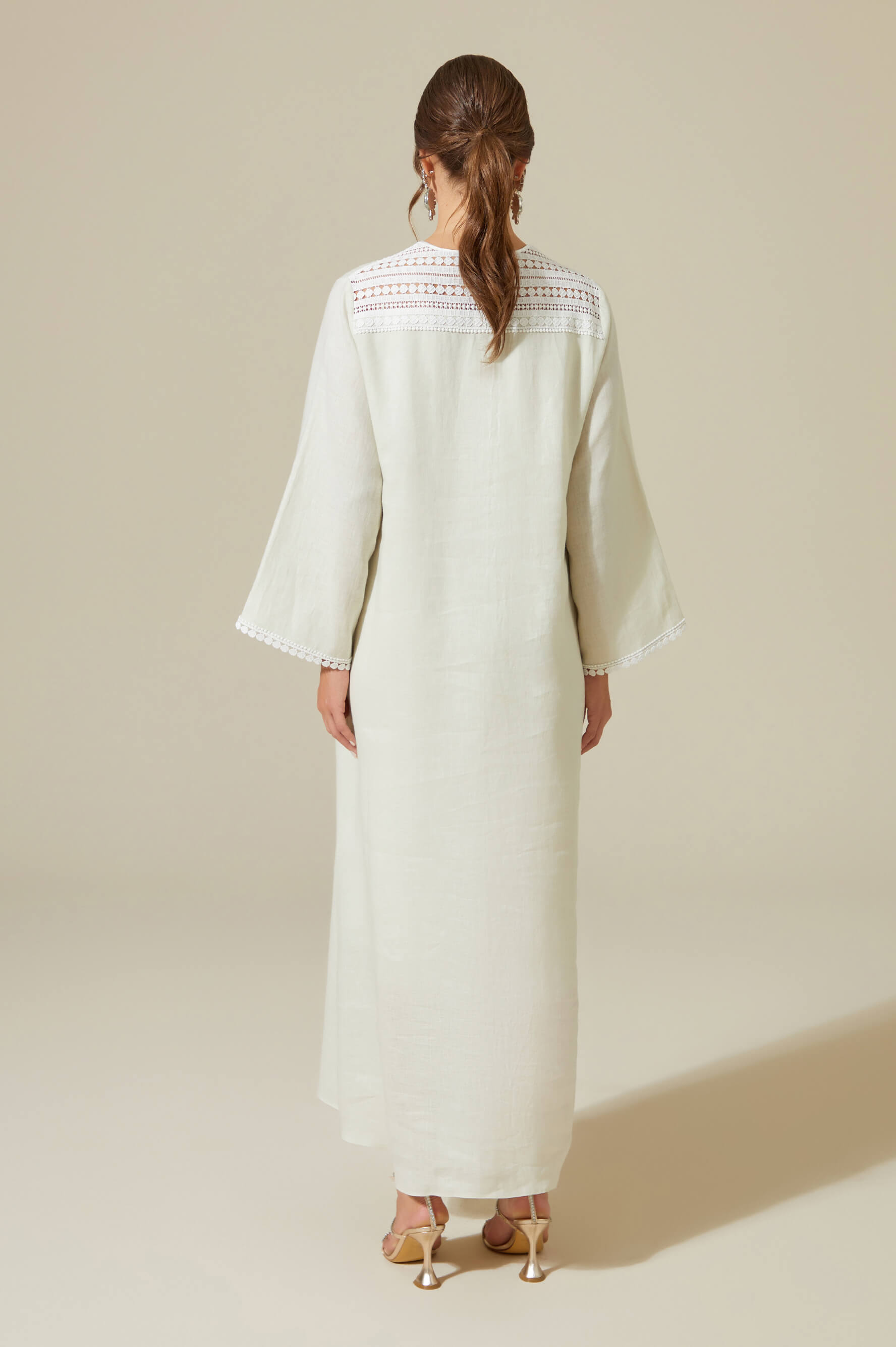 Lydia - Linen Long Zippered Dress - Nile Green