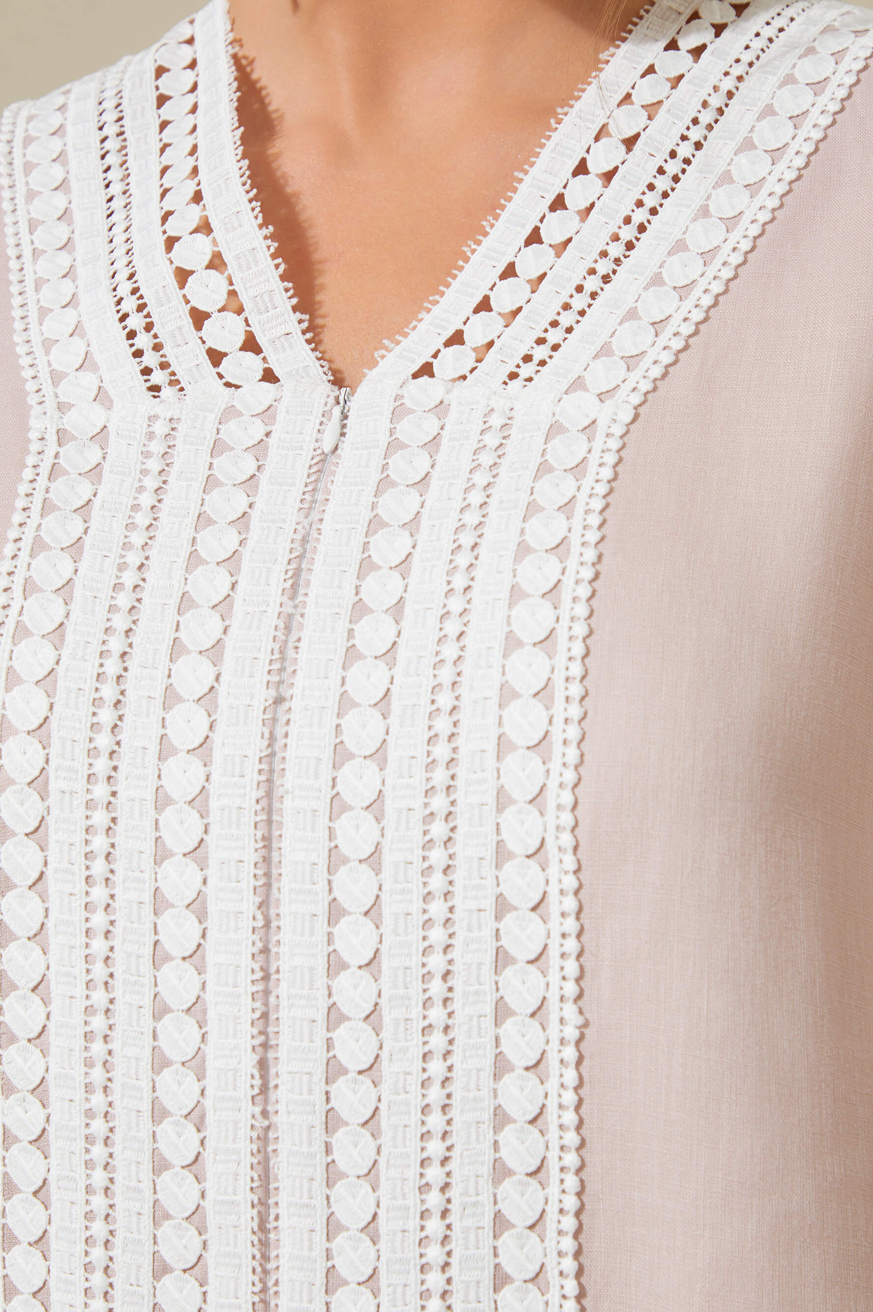 Lydia - Linen Long Zippered Dress - Powder