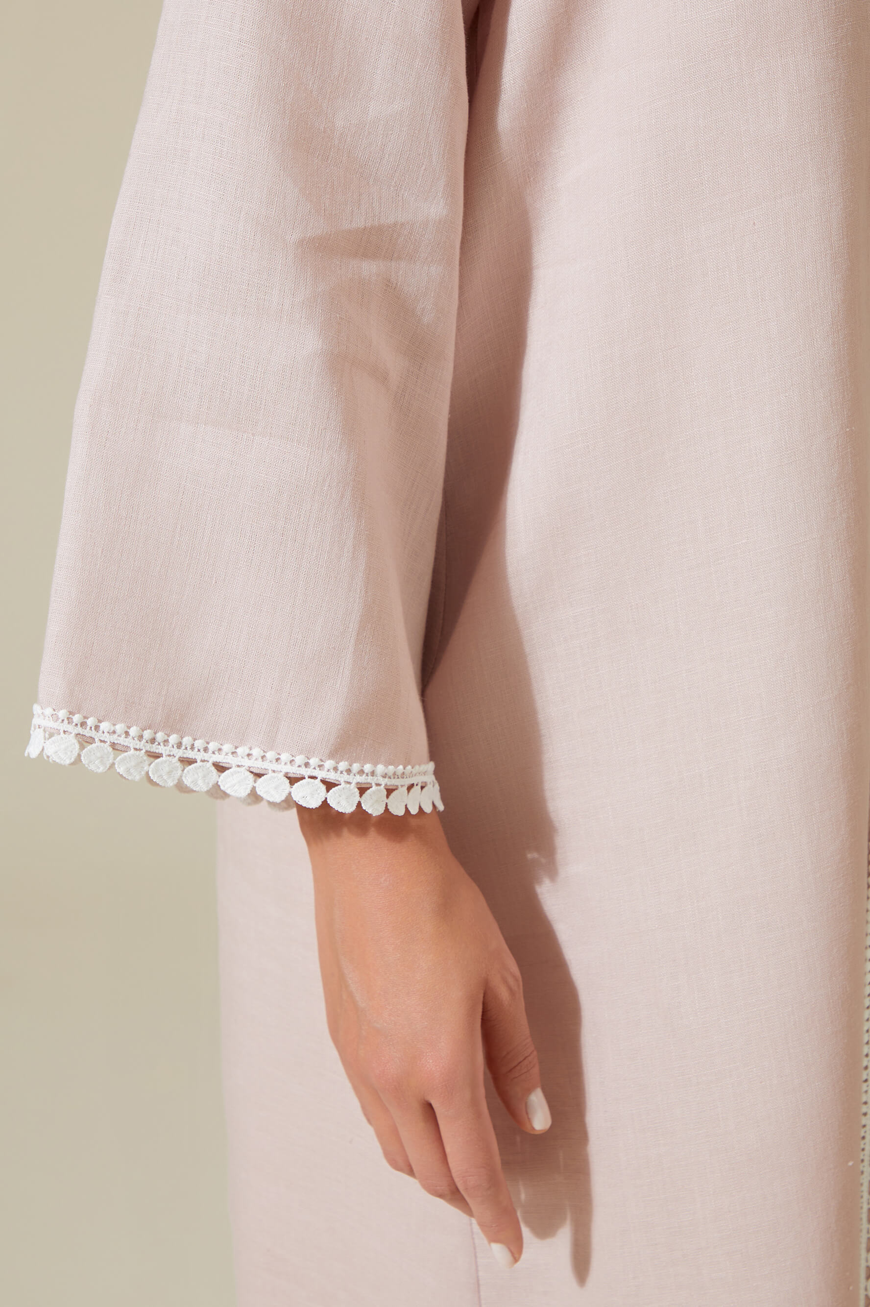 Lydia - Linen Long Zippered Dress - Powder