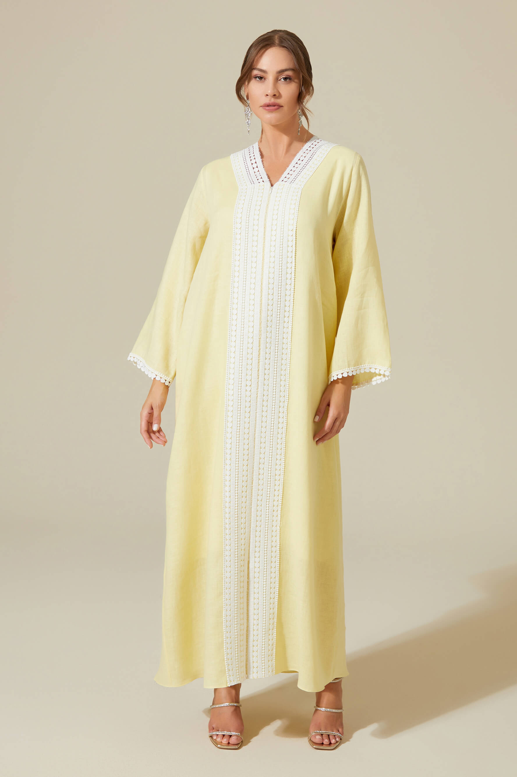 Lydia - Linen Long Zippered Dress - Yellow-