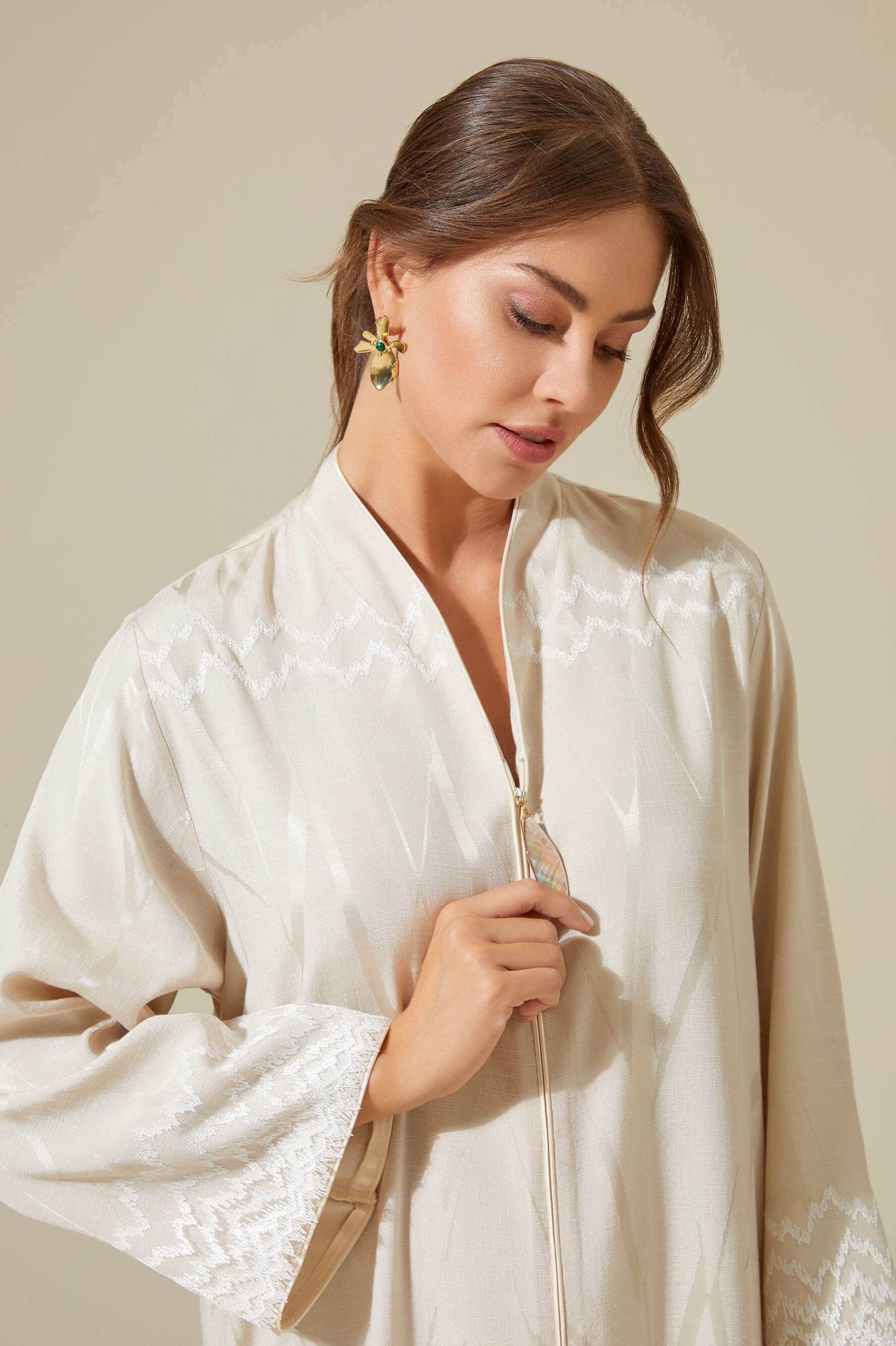 Eira - Long Zippered Dress - Beige