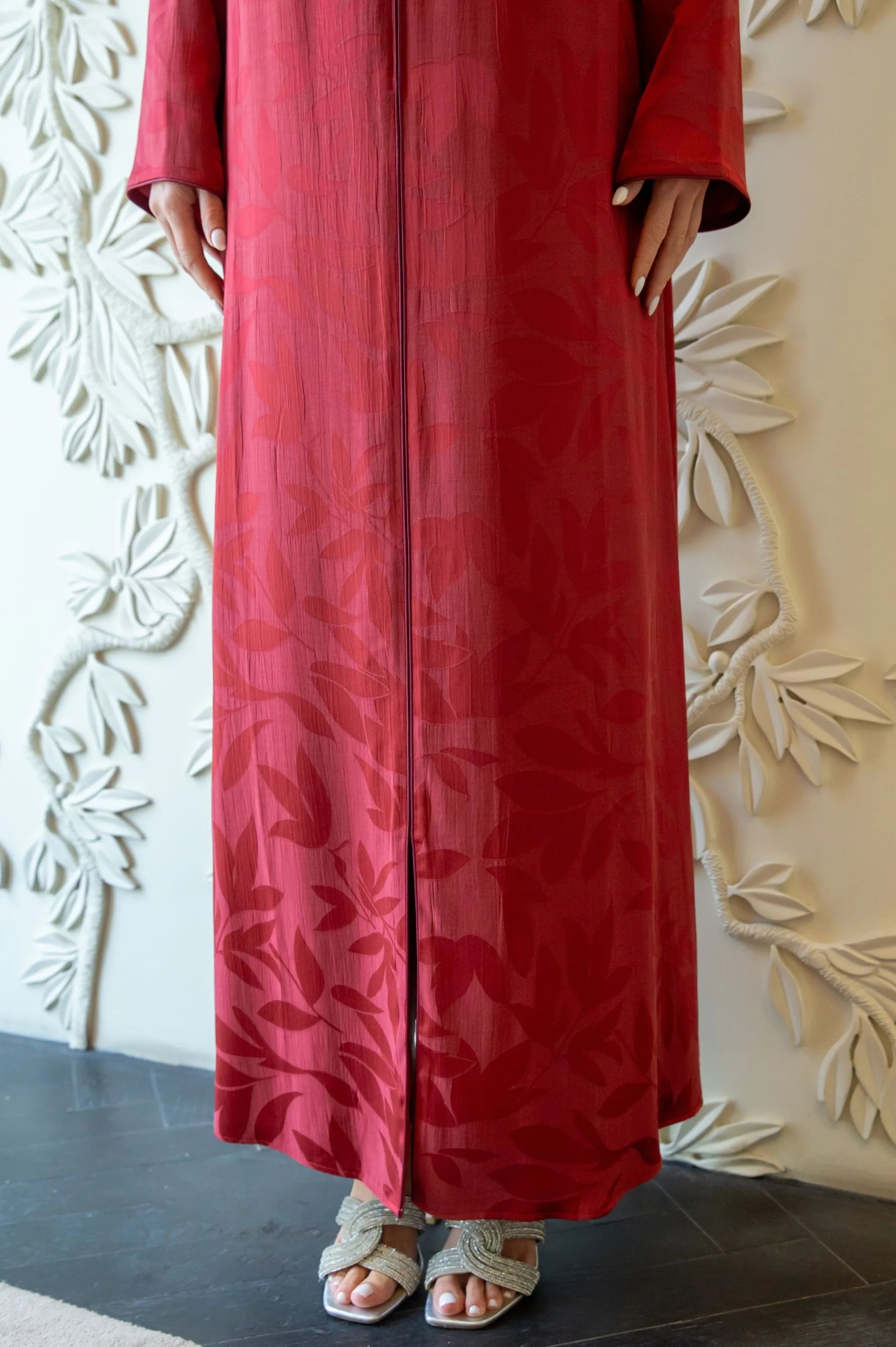 Sahara Silky Zippered Dress Burgundy