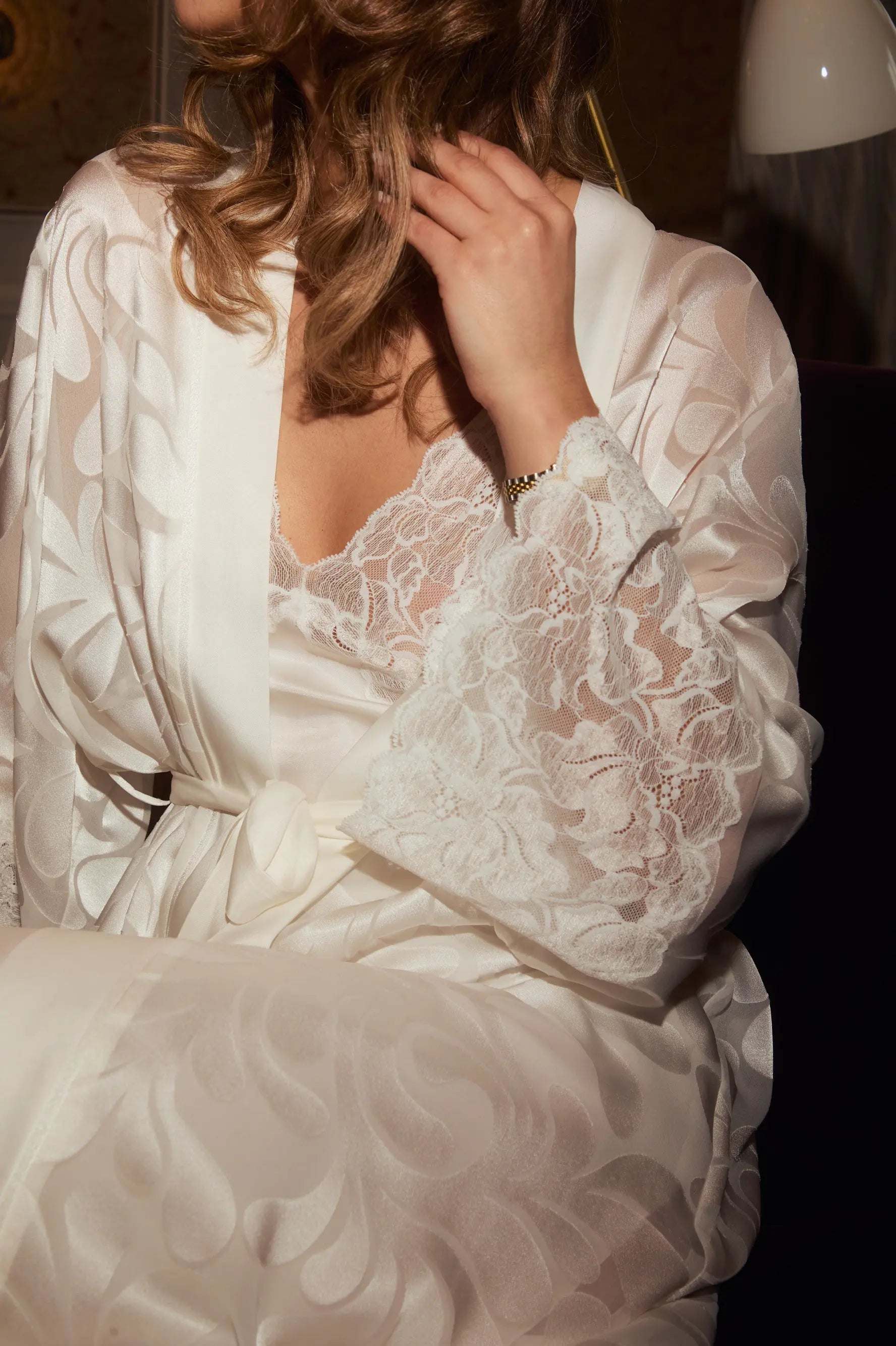 Silky Charlotte Robe Set Off White