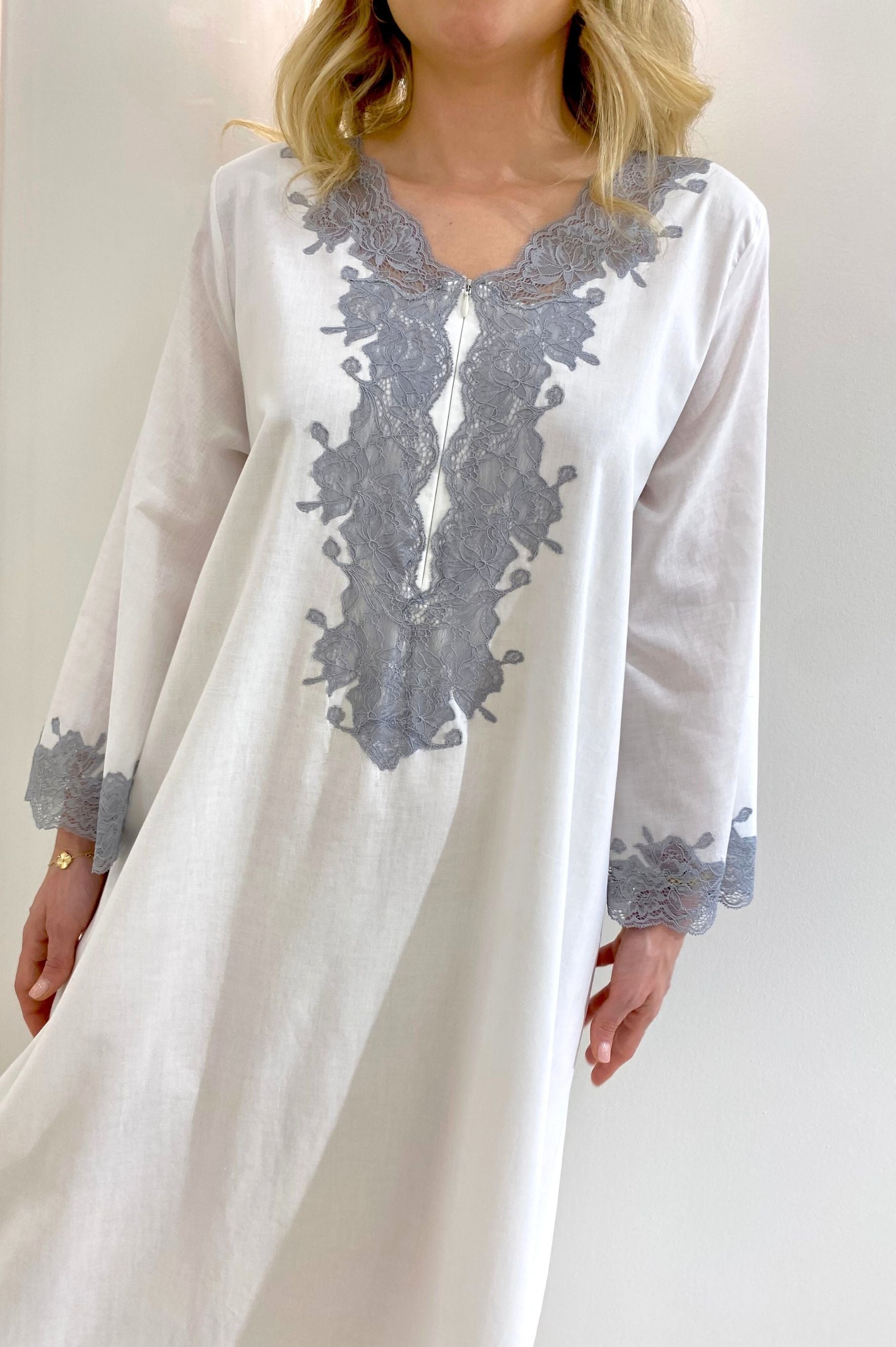 Elisa Long Cotton Poplin Buttoned Dress - Off White
