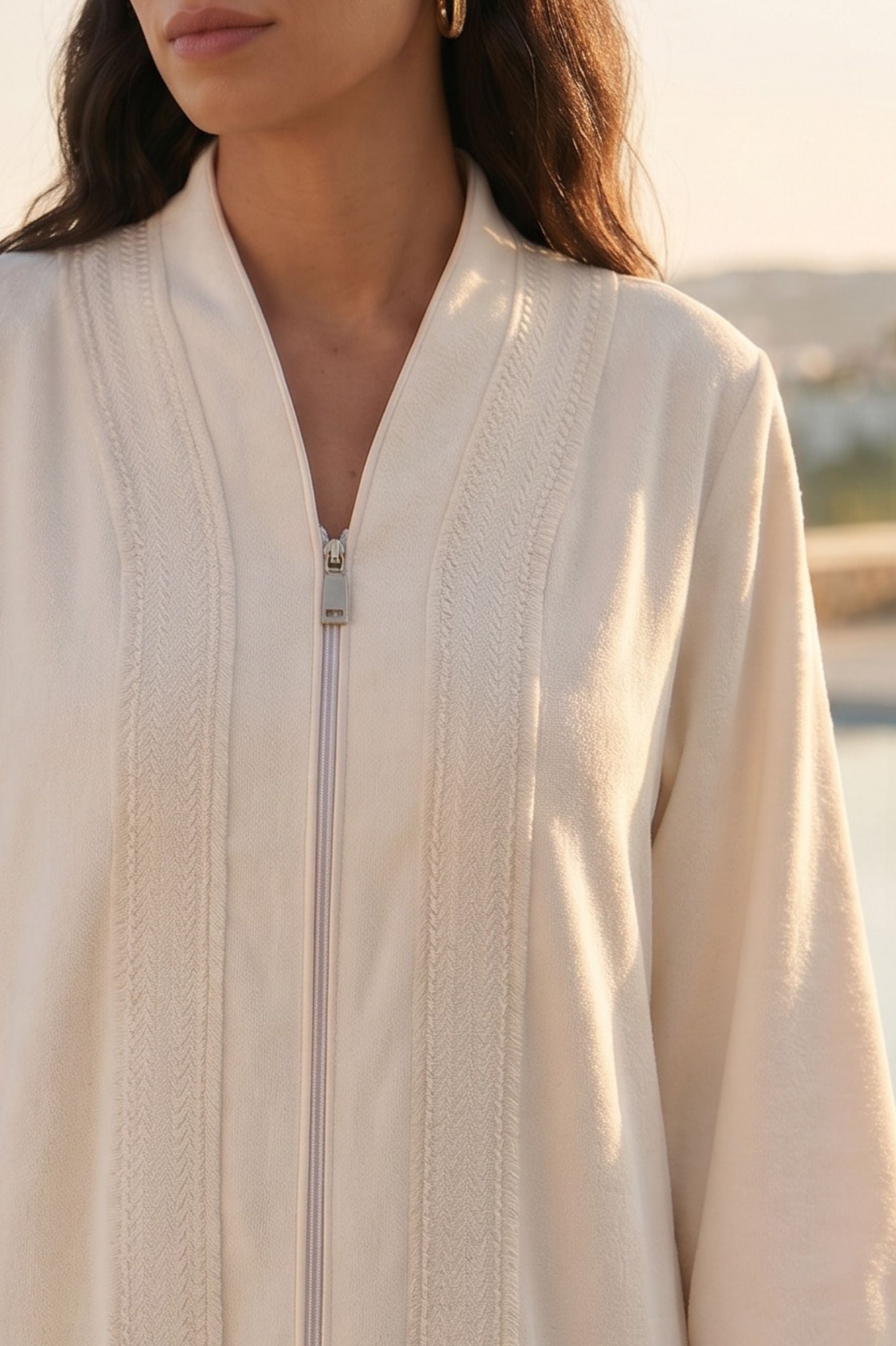 Luxury off white towel bathrobe by Bocan Couture