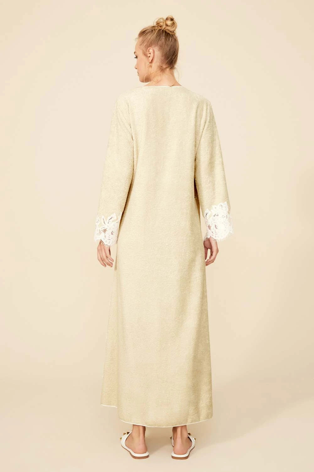 Brianna Long Towel Belted Bathrobe-Sand