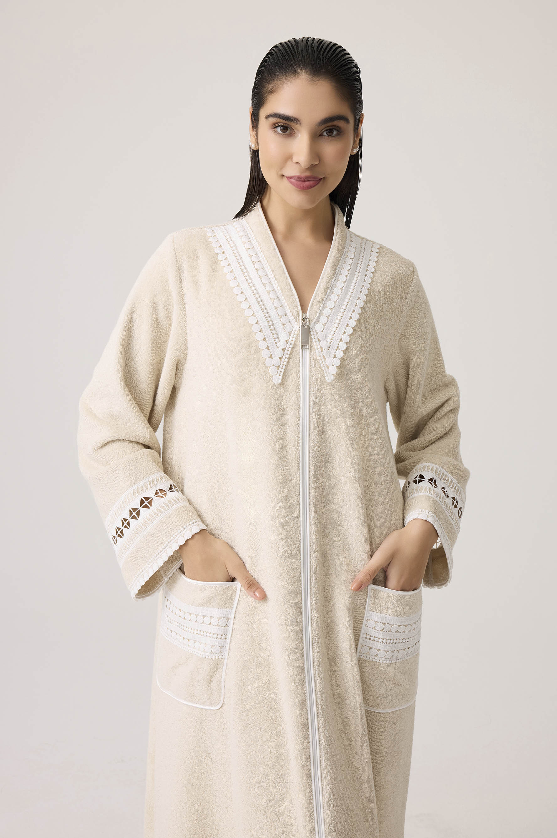 Selene Cotton Bathrobe Beige