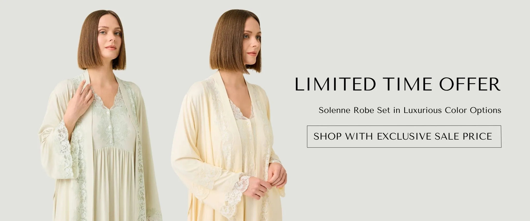 Two women wearing Solenne robes with a limited time offer sale by Bocan