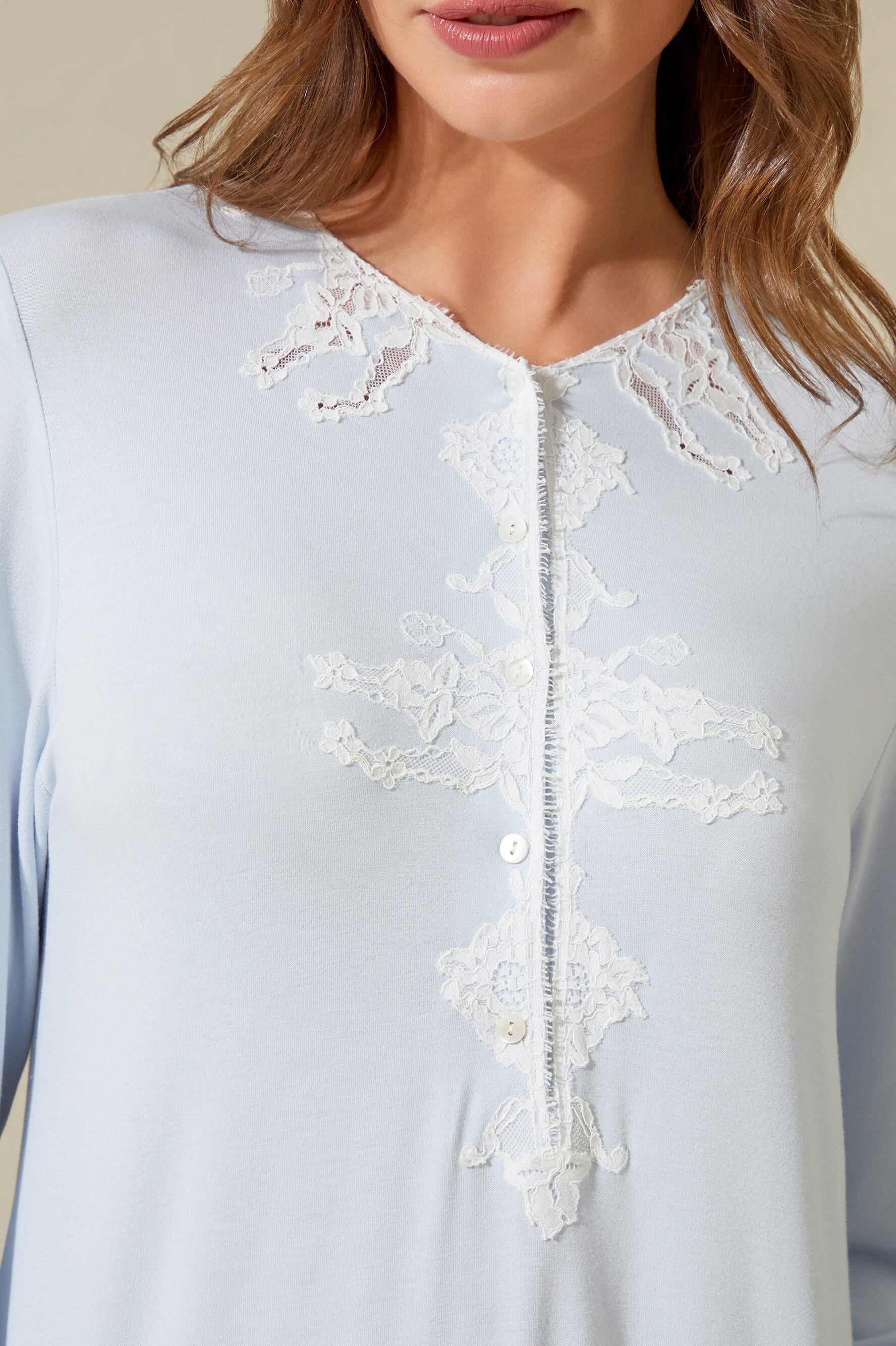 Tiffany Long Velvet Zippered Robe Set with Matching Combed Cotton Inner Nightgown - Off White on Baby Blue