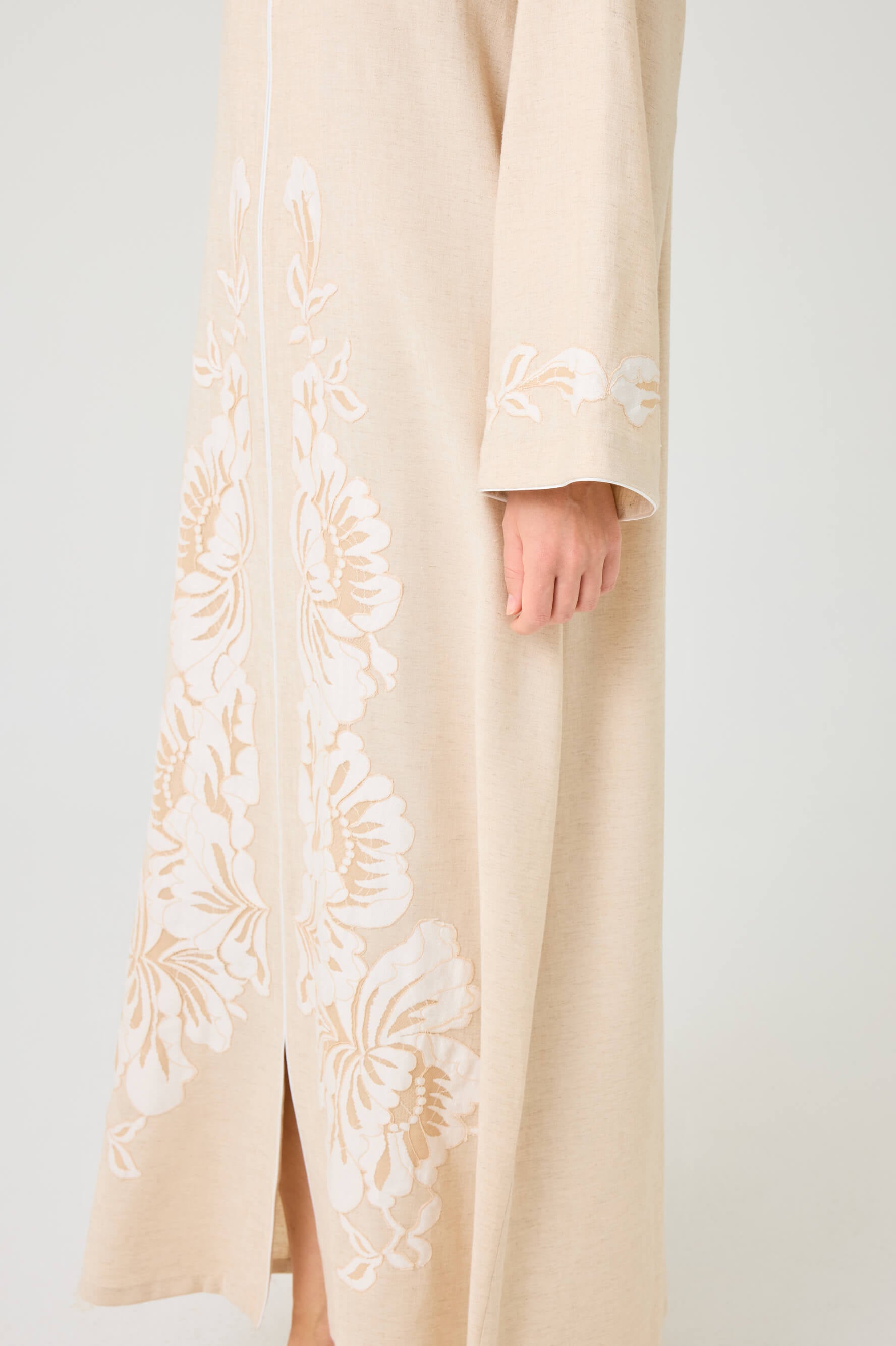 Luxury beige linen dress by Bocan Couture