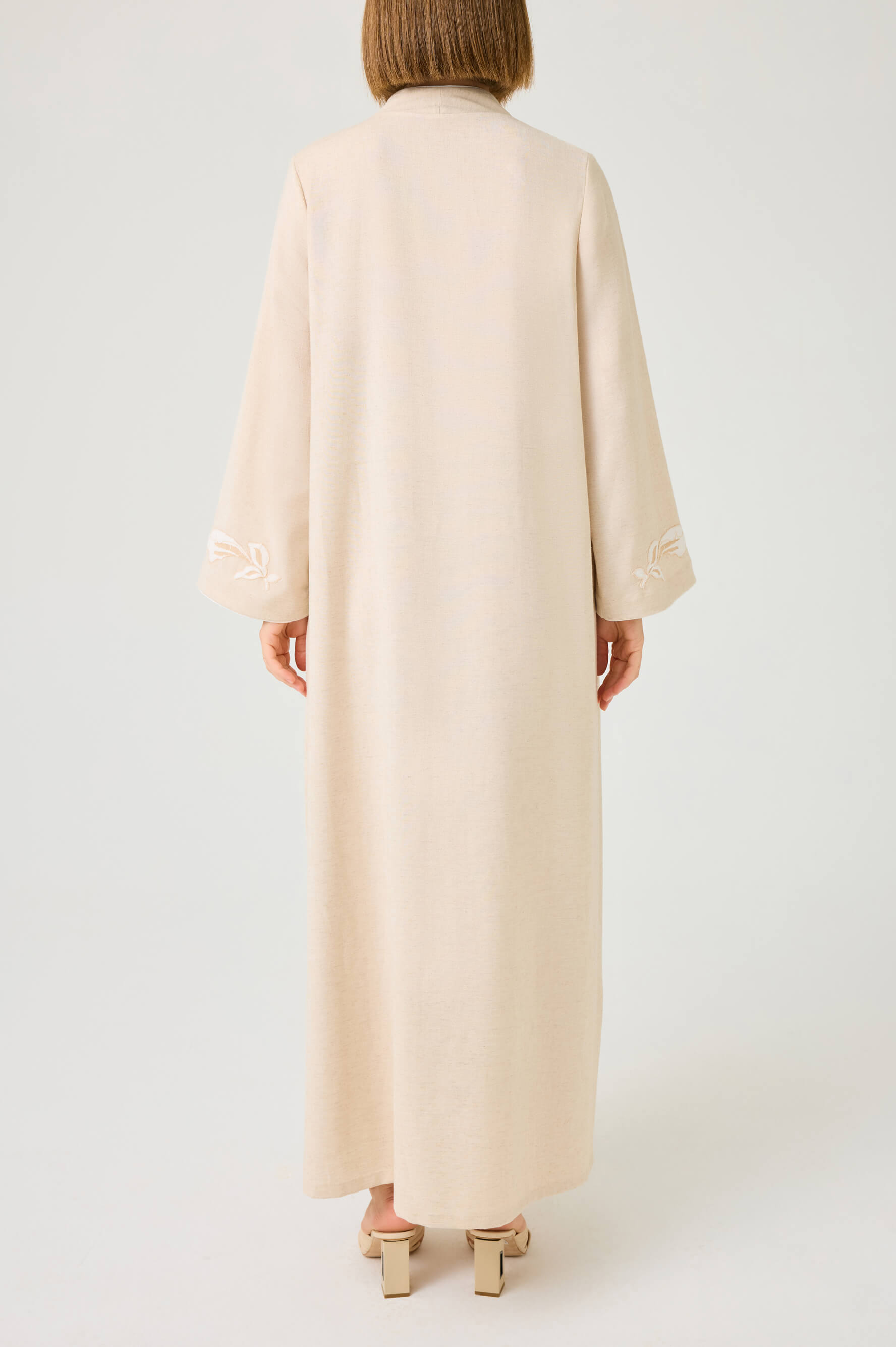 Luxury beige linen dress by Bocan Couture