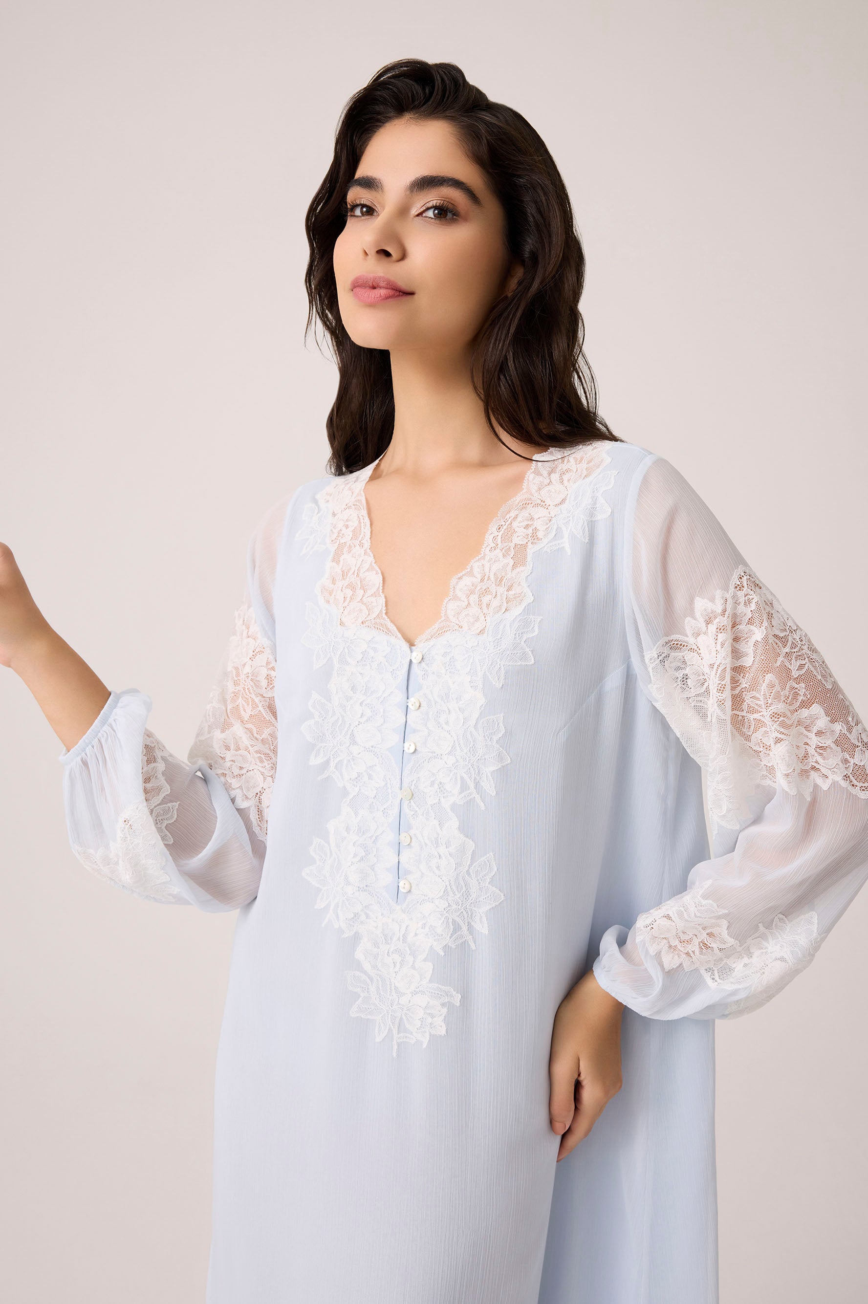 Flint Silky Chiffon Dress Baby Blue