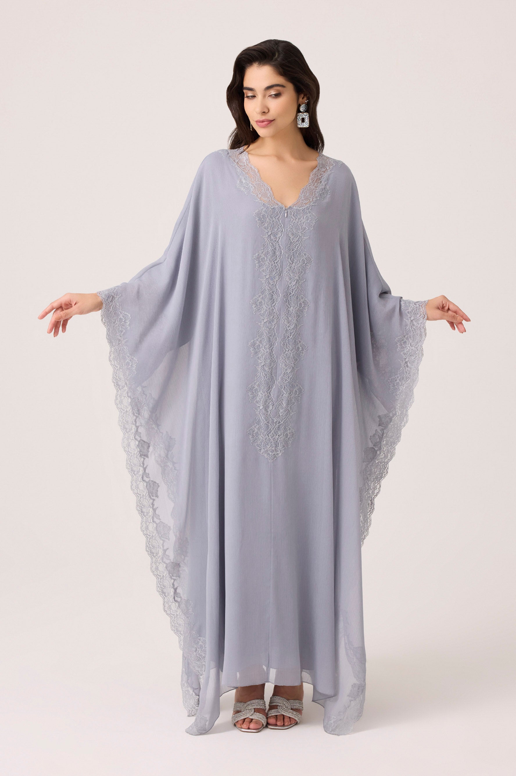 Amara Silky Chiffon Dress Grey