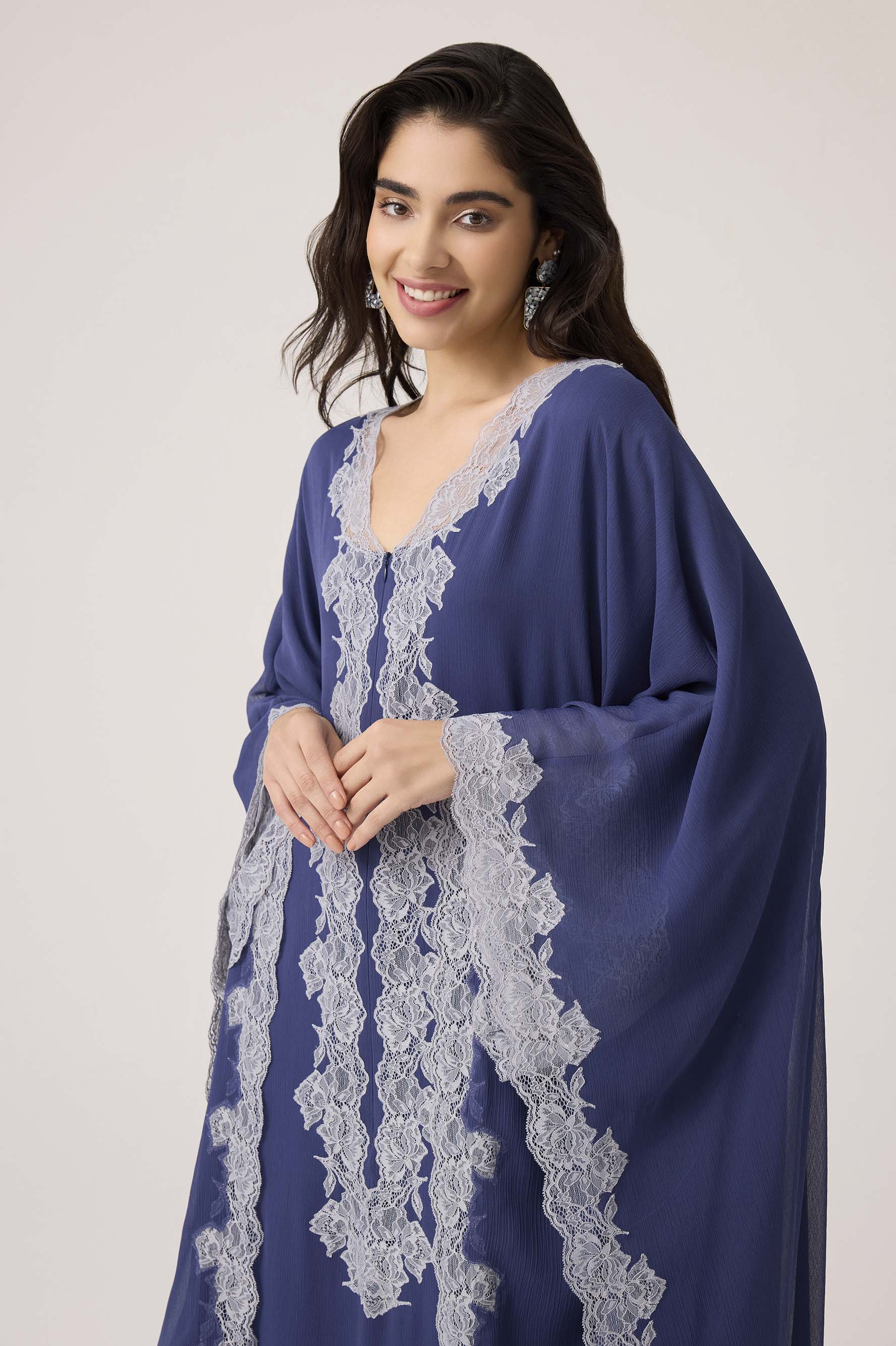 Amara Silky Chiffon Dress Navy Blue