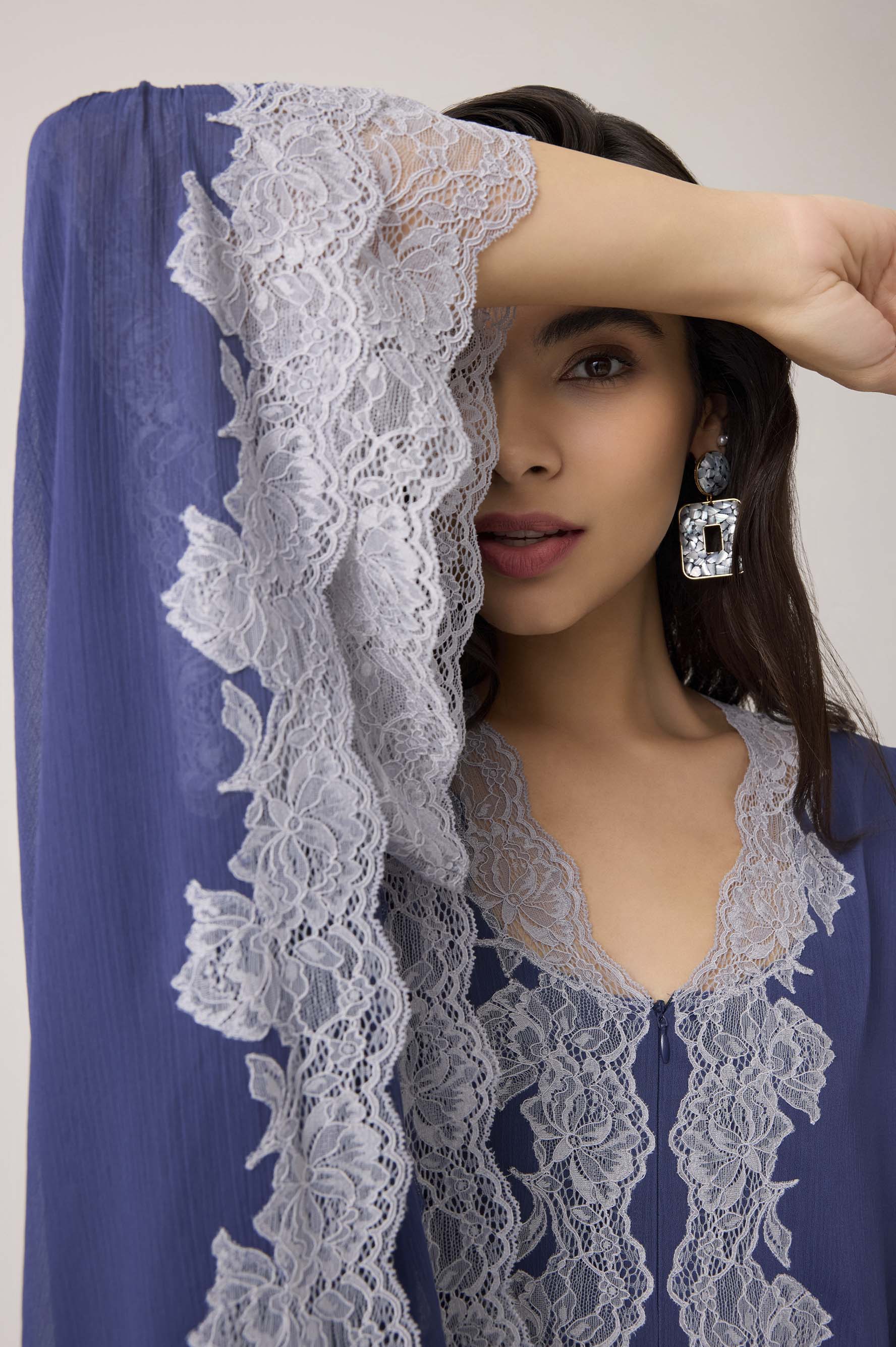 Amara Silky Chiffon Dress Navy Blue