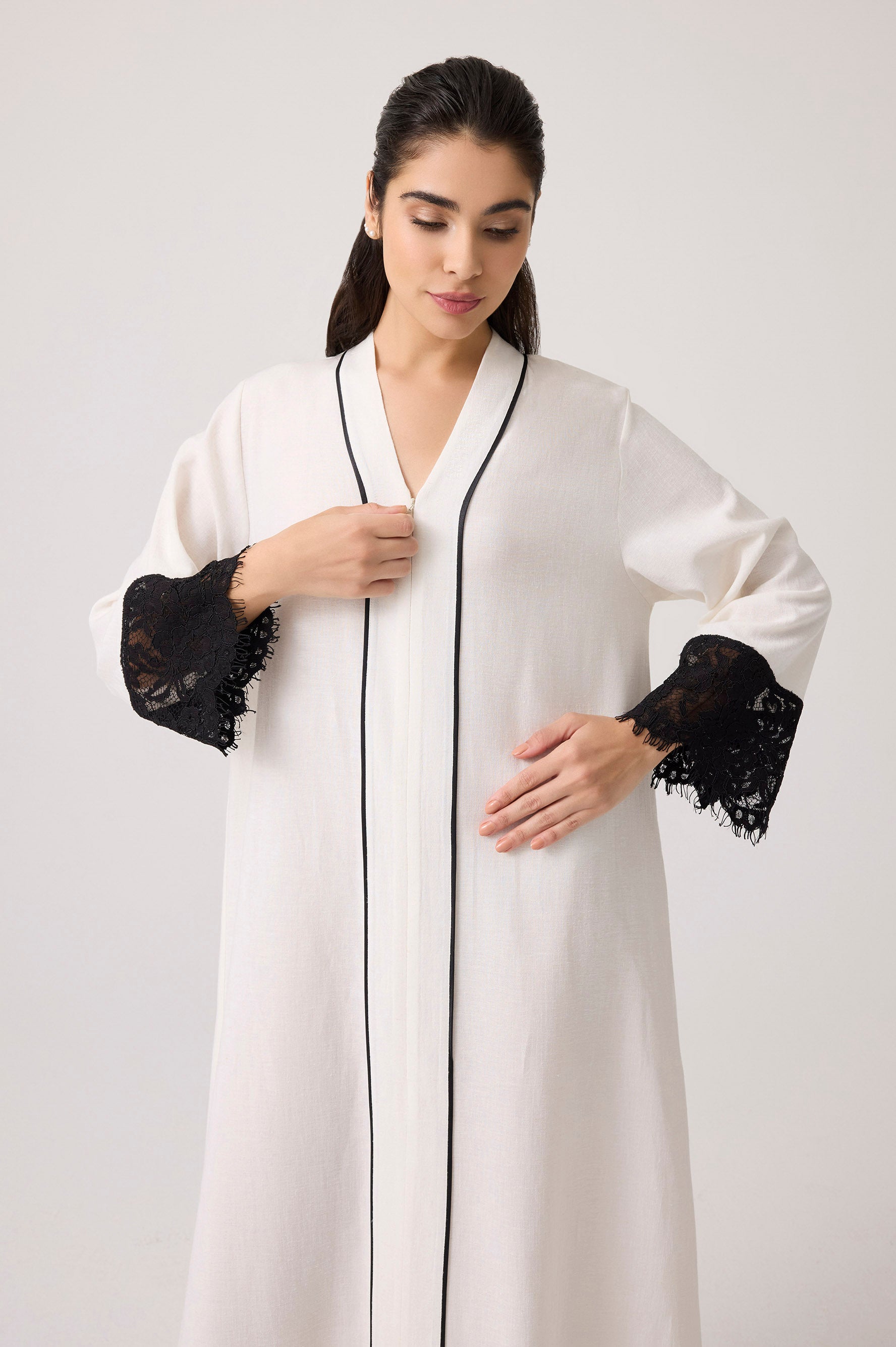 Luxury off white linen dress by Bocan Couture