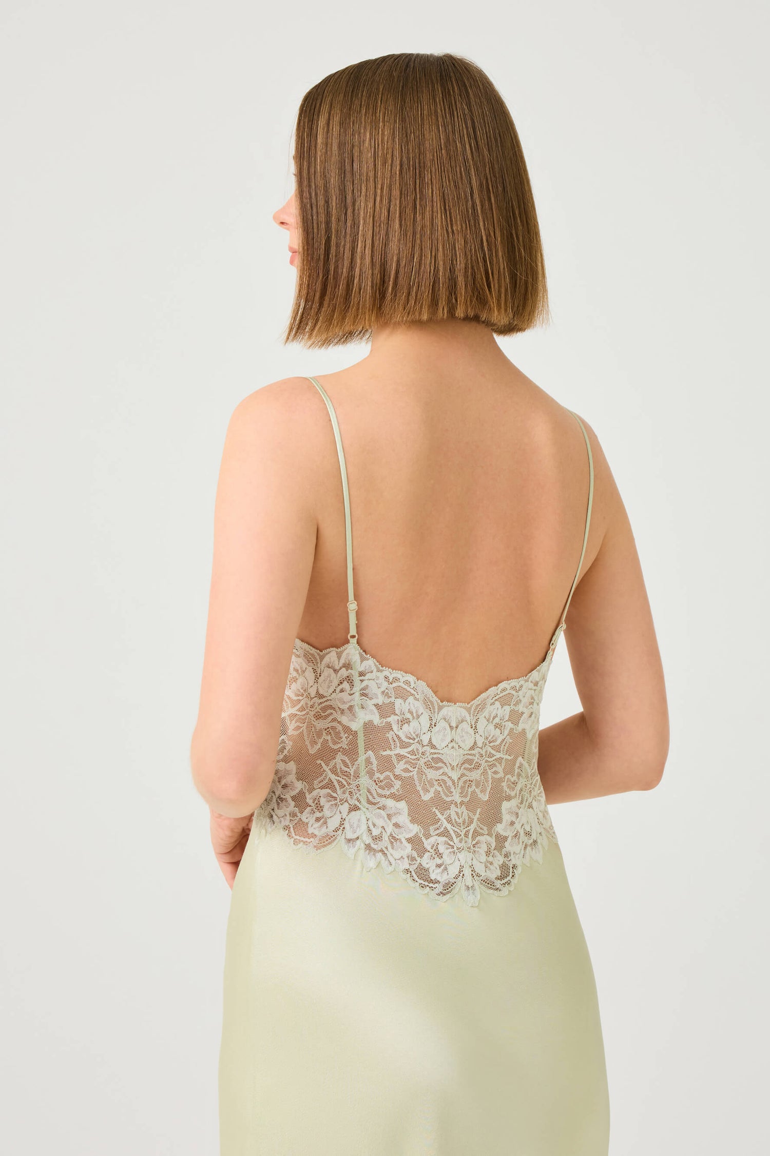 Heidi Long Rayon Robe Set with Light Green Lace on Light Green