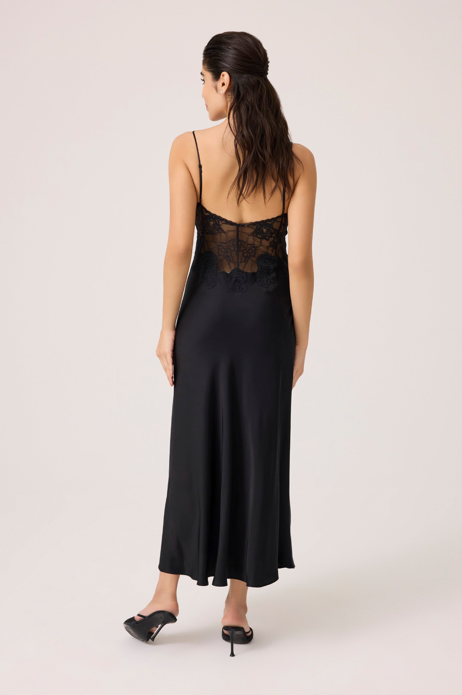 Mila Silky Chiffon Robe Set Black