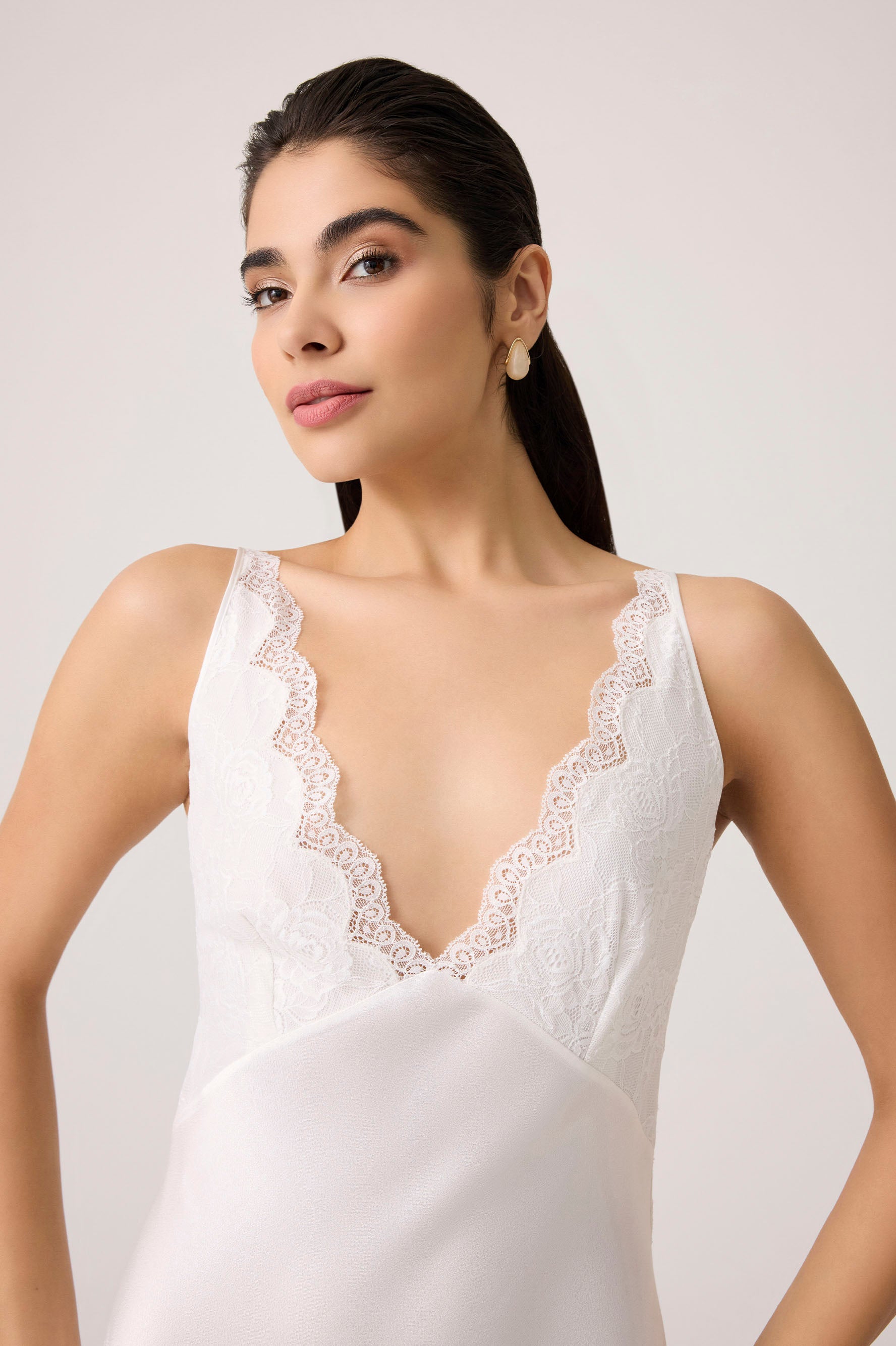 Mila Silky Chiffon Robe Set Off White