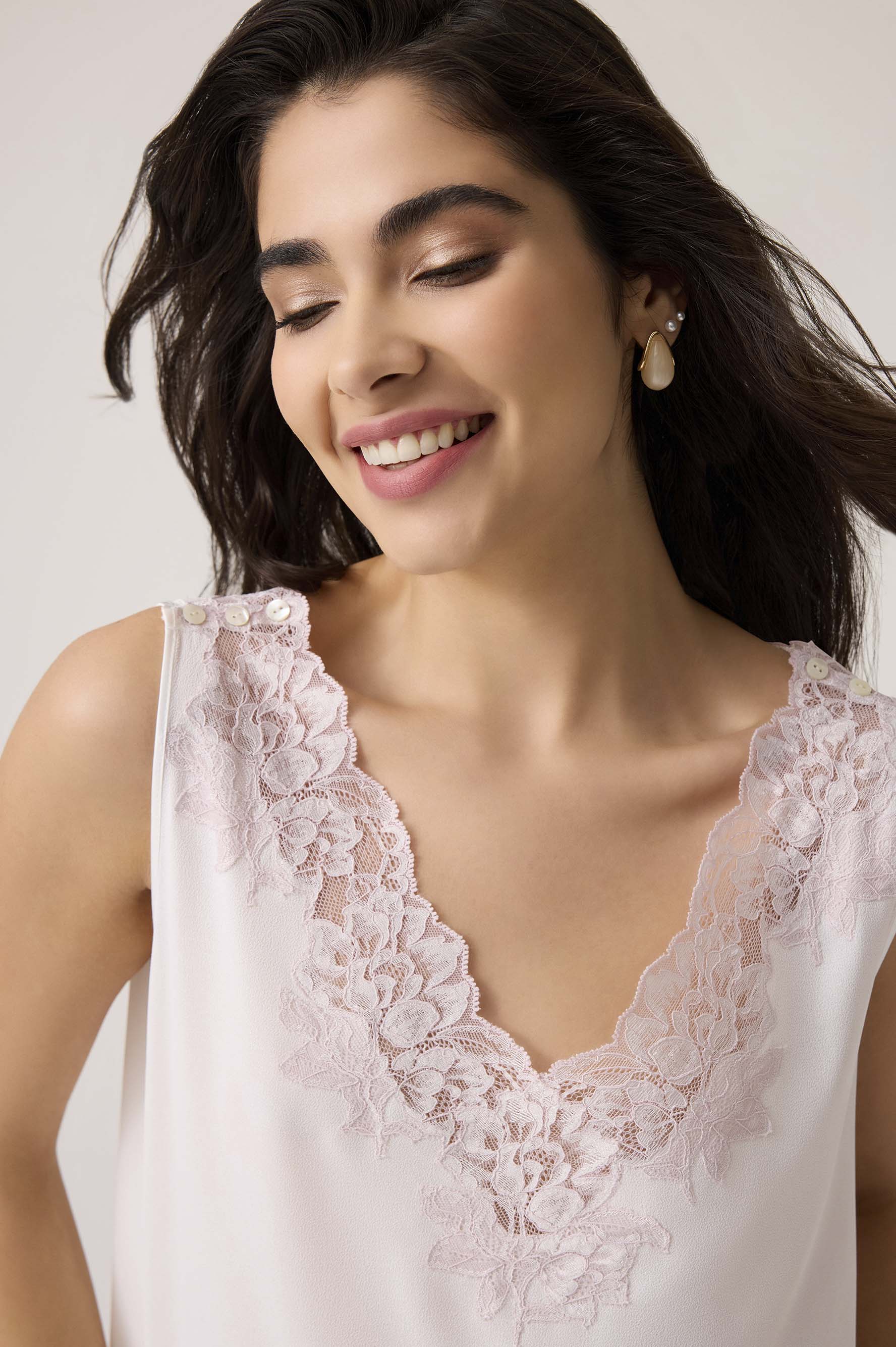 Sofia Silky Chiffon Nightgown Off White