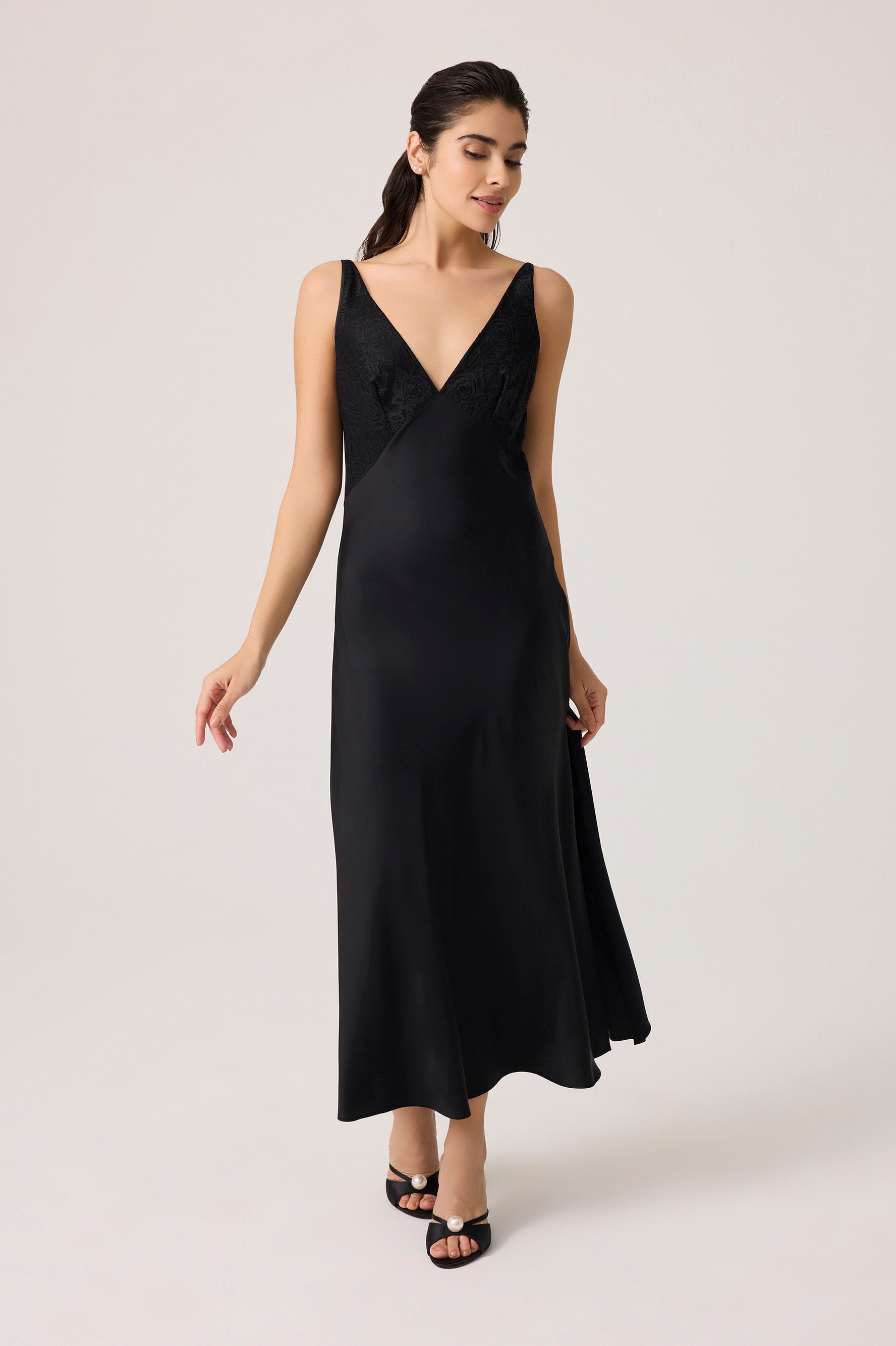 Lumi Silky Rayon Nightgown Black