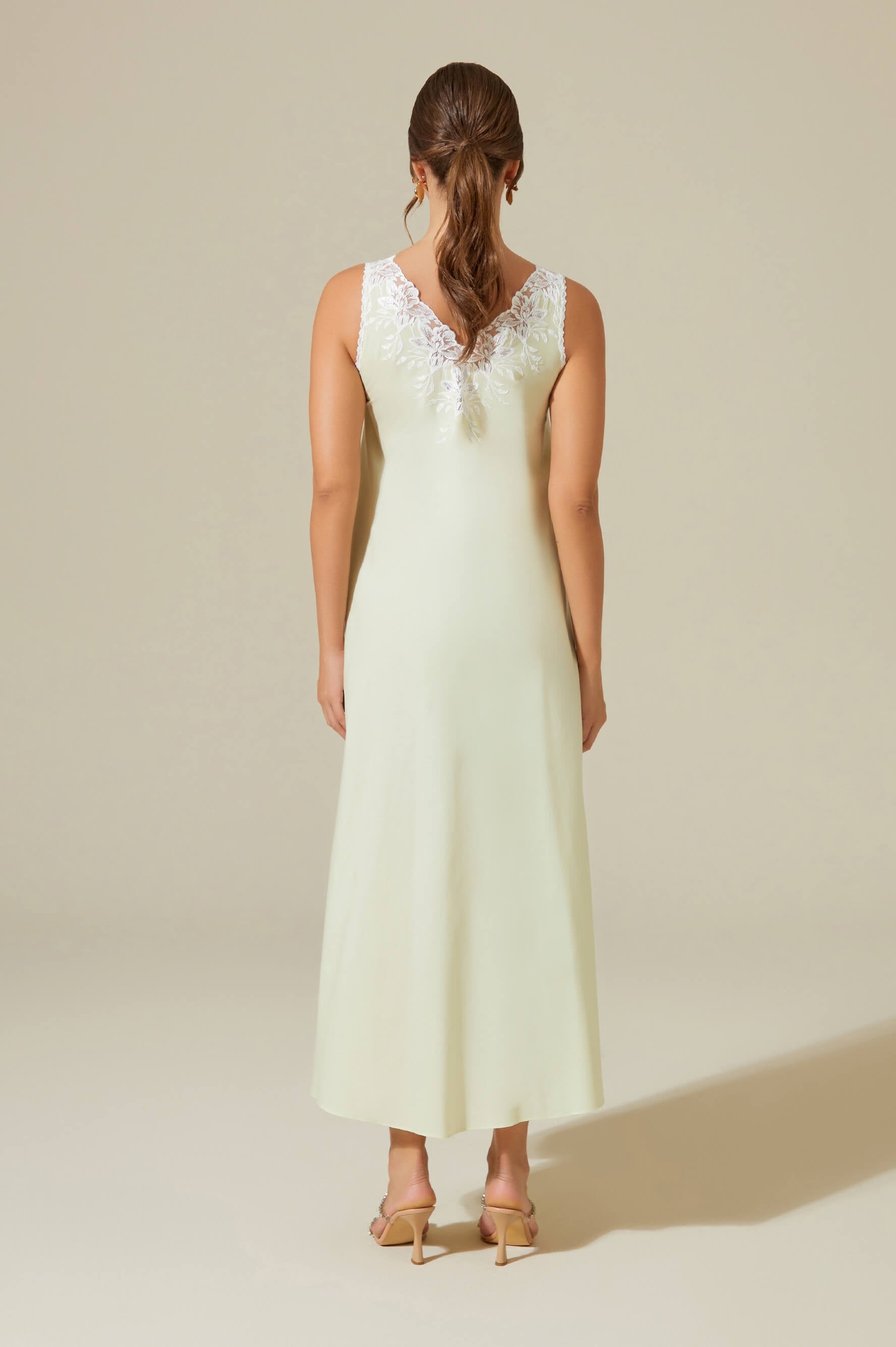 Maia - Trimmed Cotton Voile Long Sleeve Robe Set - Light Green