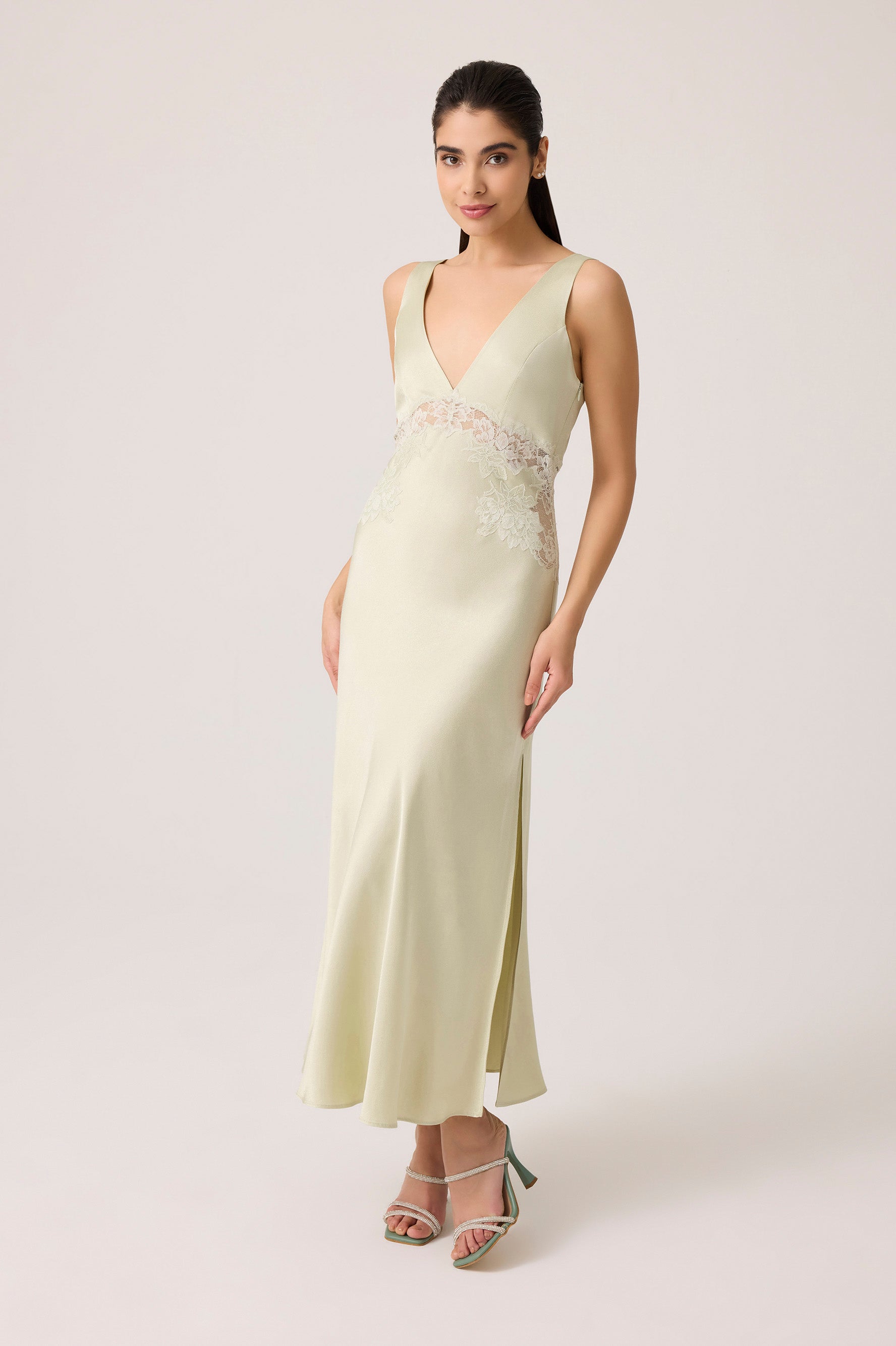 Beatrice Silky Rayon Cape Set Light Green