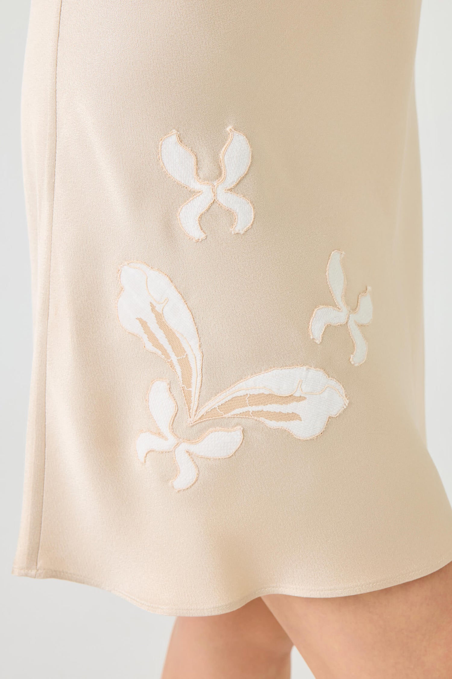 Miss Elia Short Rayon Nightgown with Beige Lace on Beige