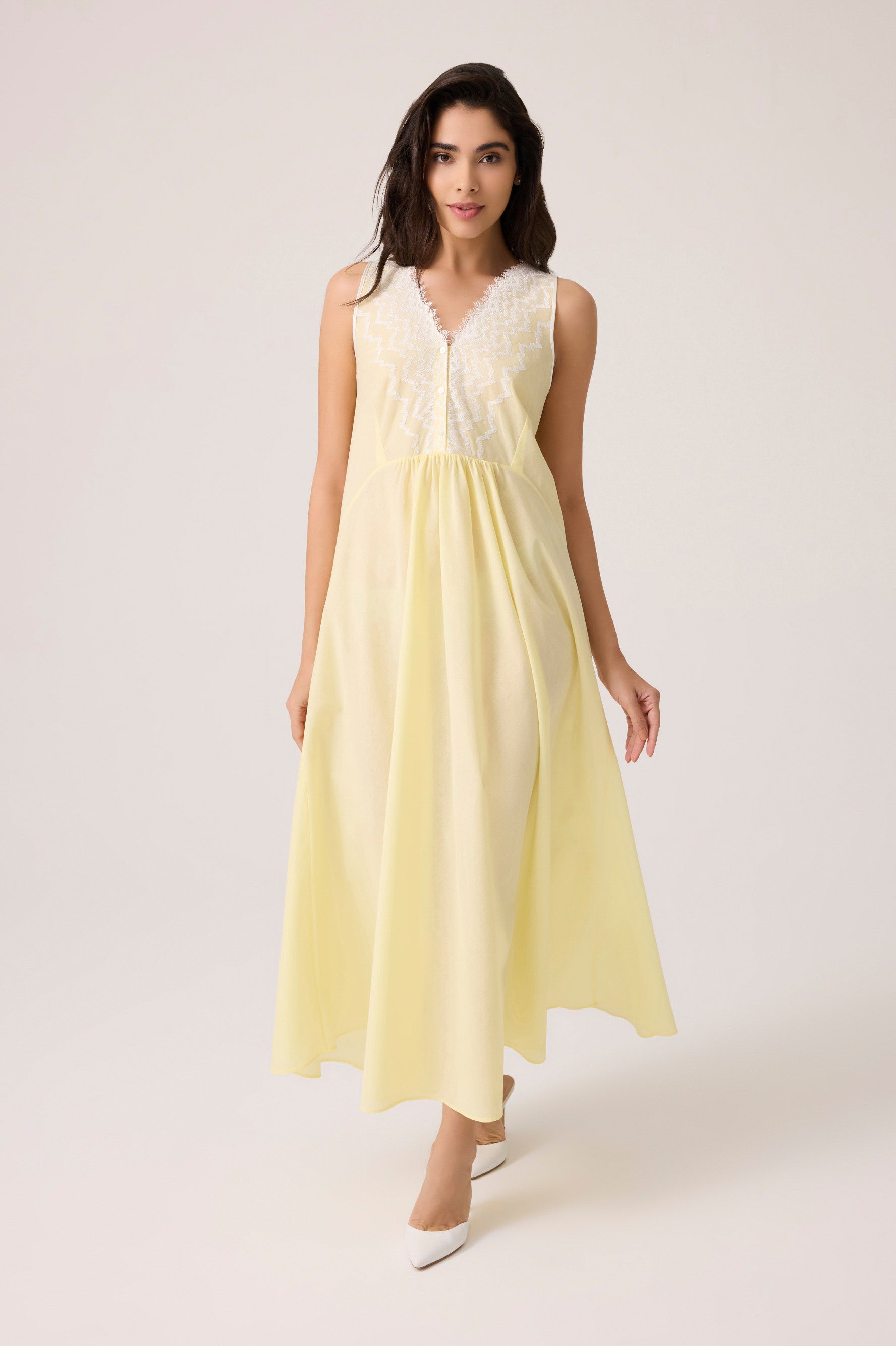 Yasmine Cotton Nightgown Light Yellow