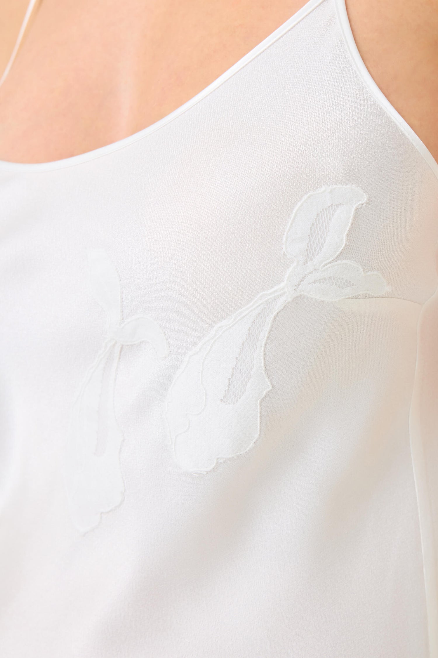 Elia Long Rayon Nightgown with Off White Lace on Off White