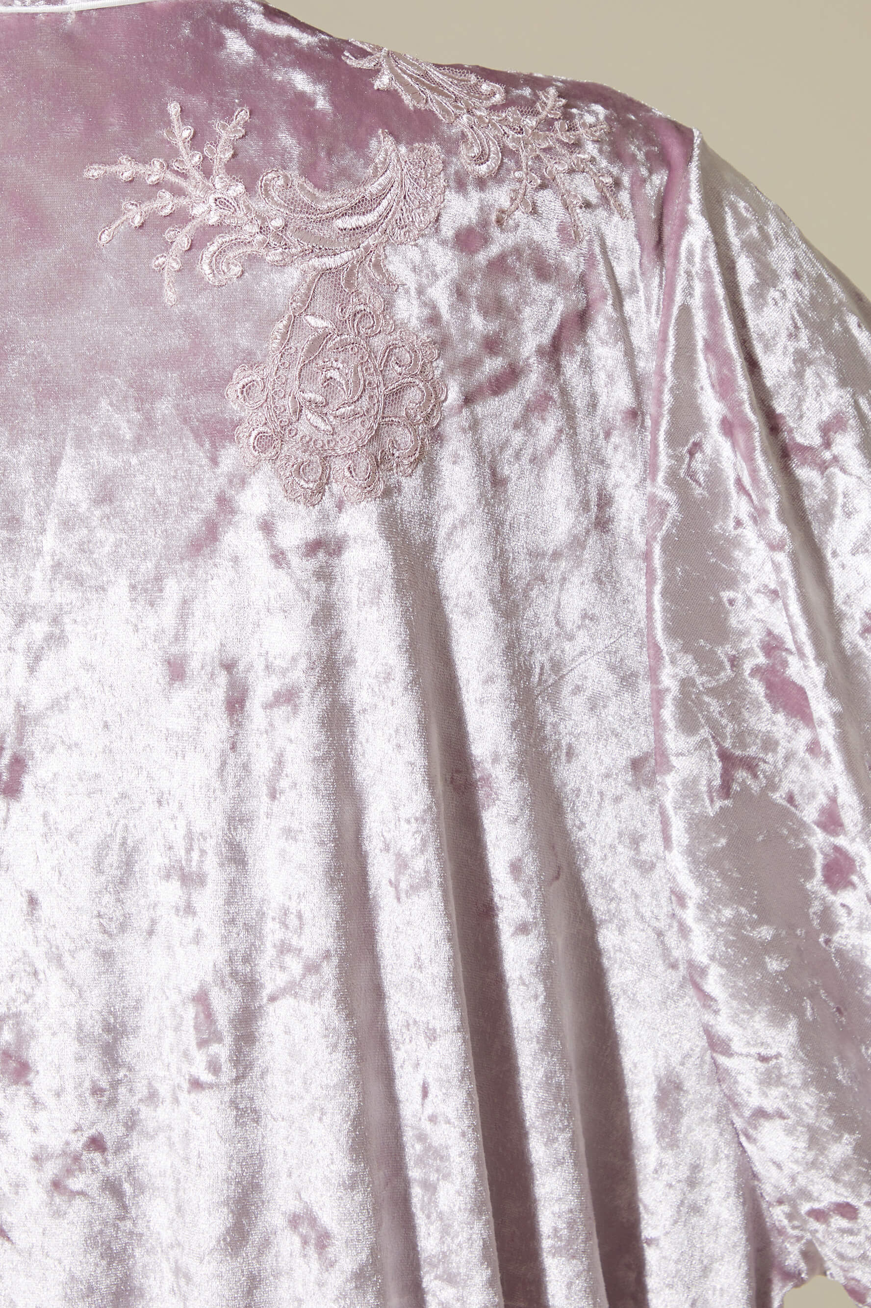 Nihal Long Velvet Robe Set Twith Matching Velvet PJ Set with Button - Powder on Powder