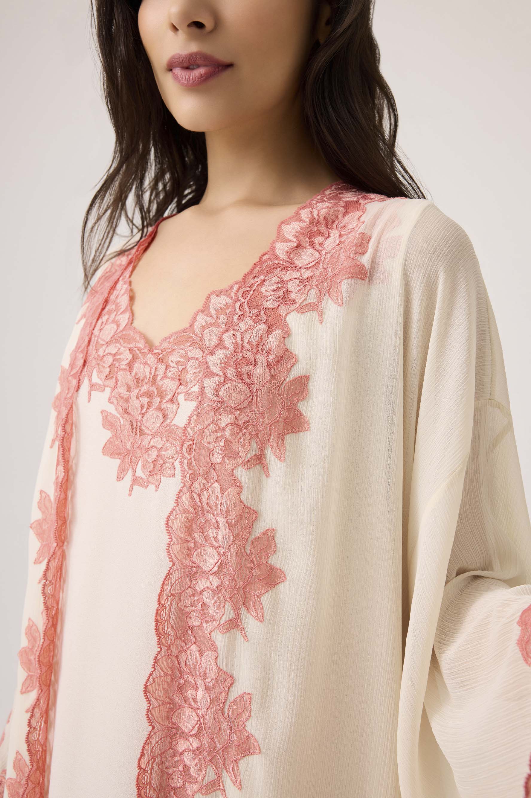 Coralia Silky Chiffon Robe Set Honey