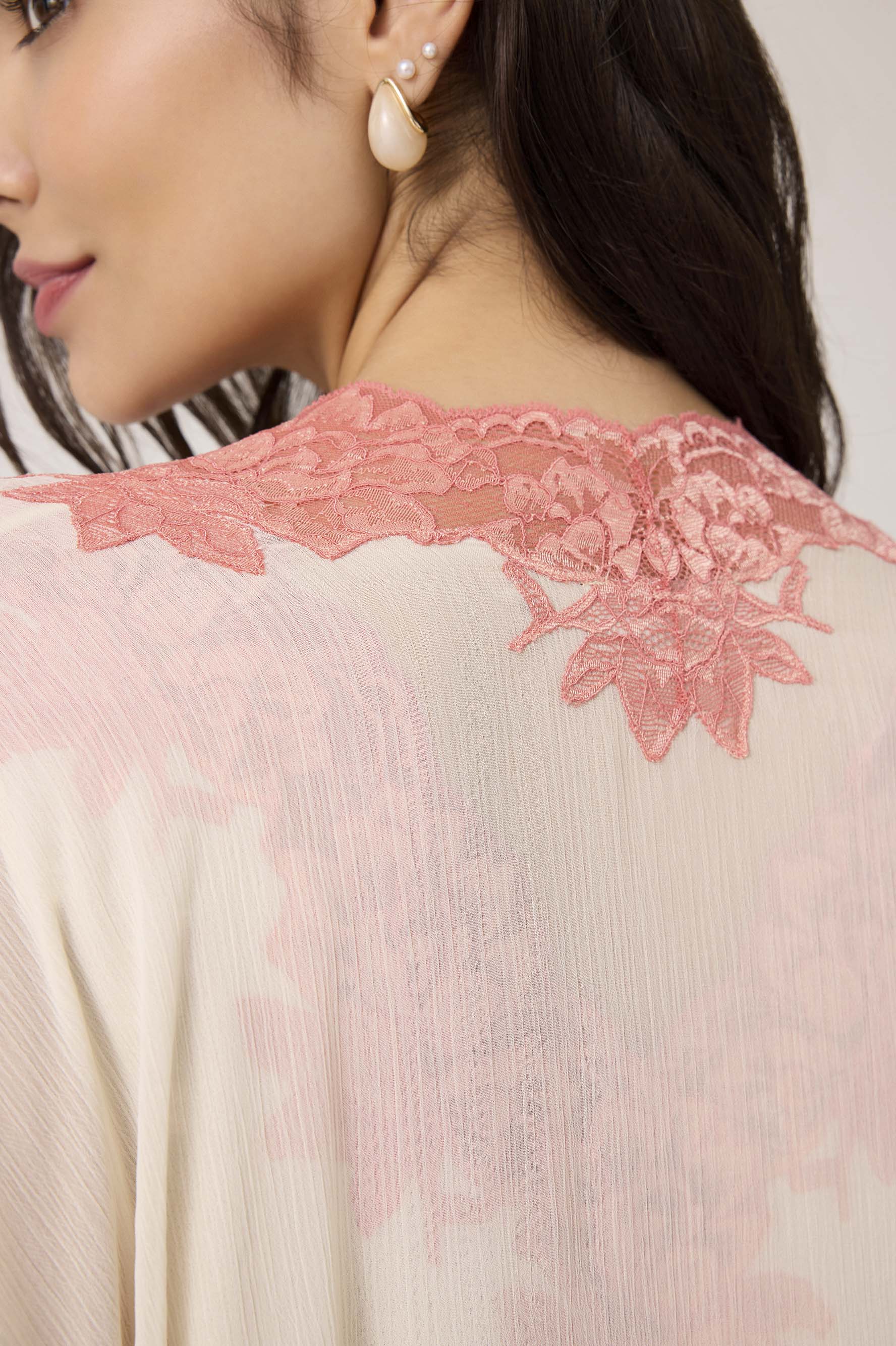 Coralia Silky Chiffon Robe Set Honey